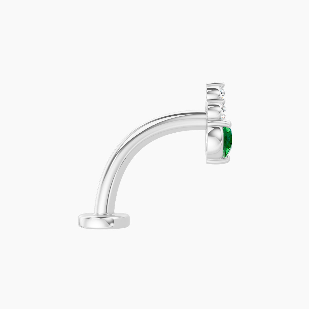 Sif | 18k White Gold 10 mm 6.5 mm Emerald & Diamond Floating Navel Piercing