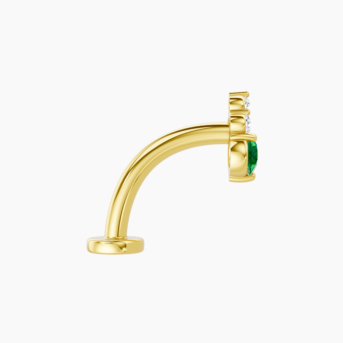 Sif | 18k Yellow Gold 10 mm 6.5 mm Emerald & Diamond Floating Navel Piercing