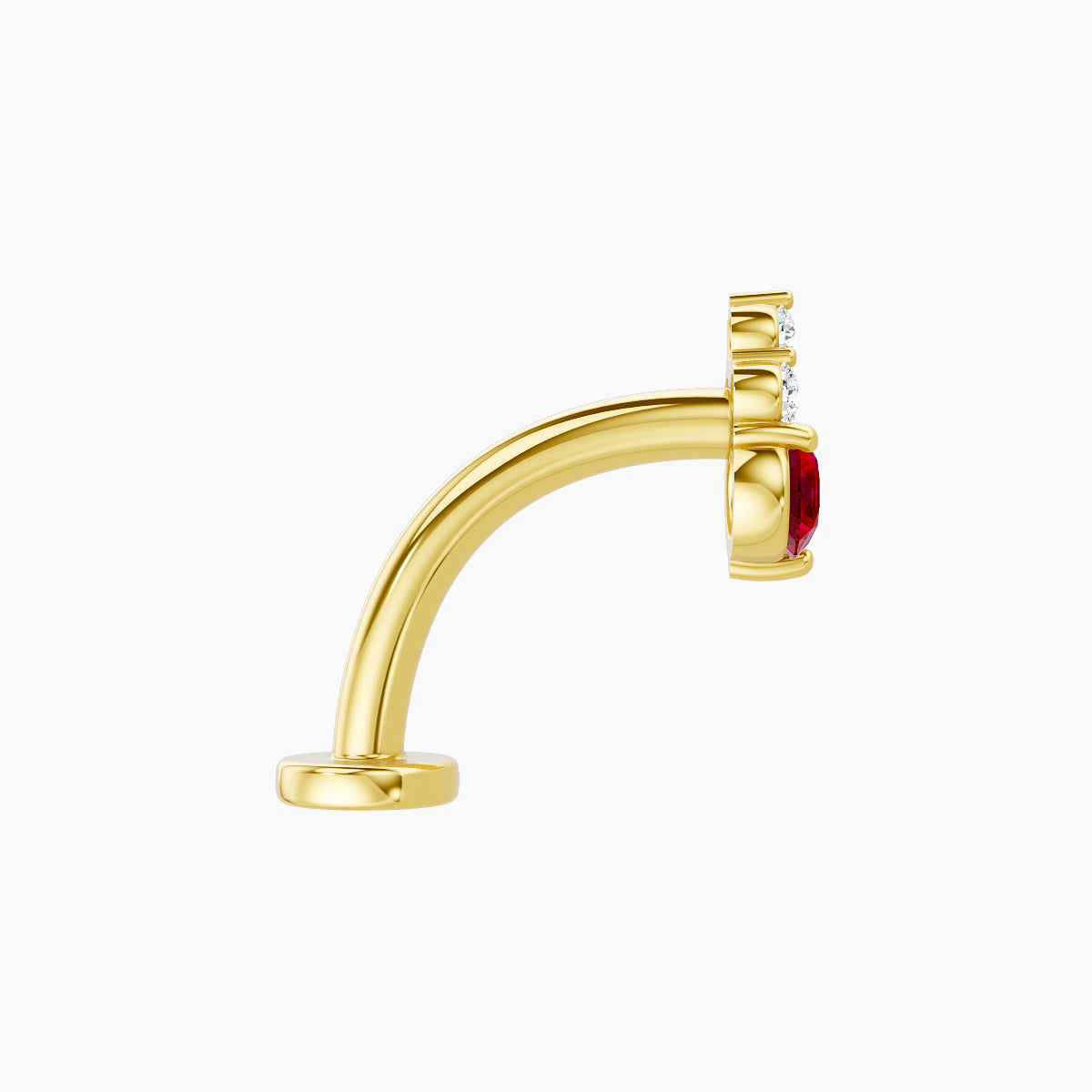 Sif | 18k Yellow Gold 10 mm 6.5 mm Ruby & Diamond Floating Navel Piercing