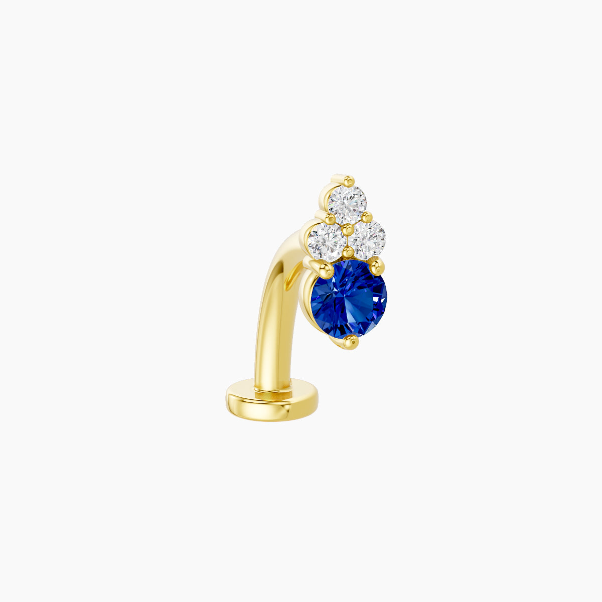 Sif | 18k Yellow Gold 10 mm 6.5 mm Sapphire & Diamond Floating Navel Piercing