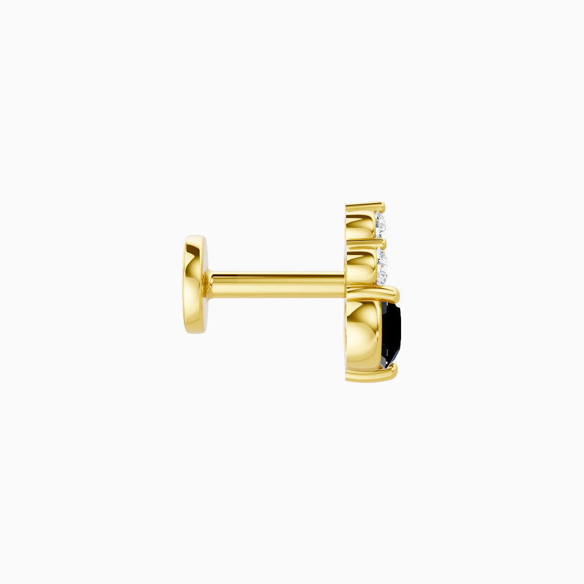 Sif | 18k Yellow Gold 5 mm 6.5 mm Black Diamond & Diamond Nose Piercing