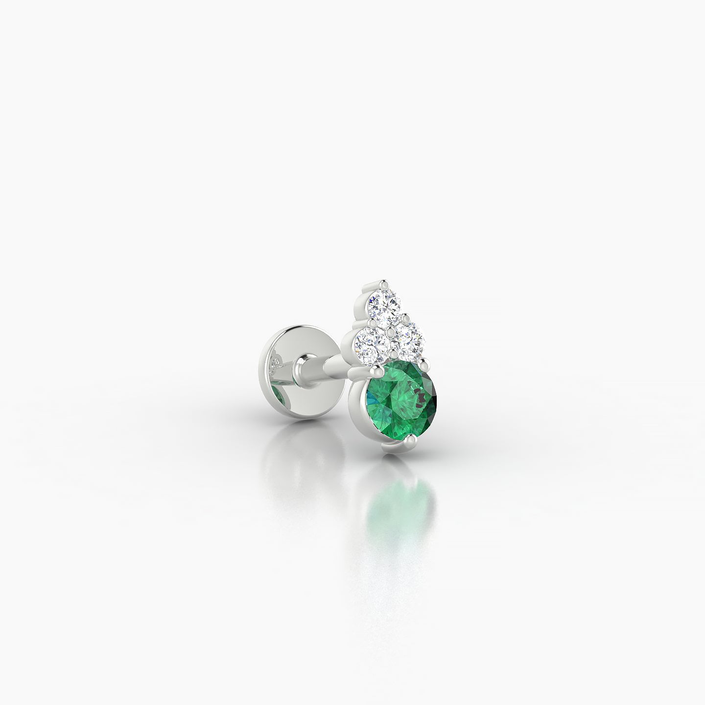 Sif | 18k White Gold 5 mm 7 mm Emerald & Diamond Nostril Piercing