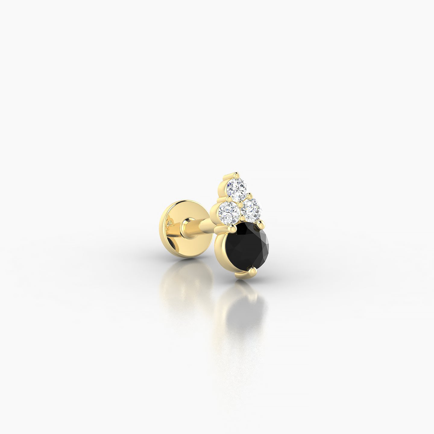 Sif | 18k Yellow Gold 5 mm 7 mm Black Diamond & Diamond Nostril Piercing