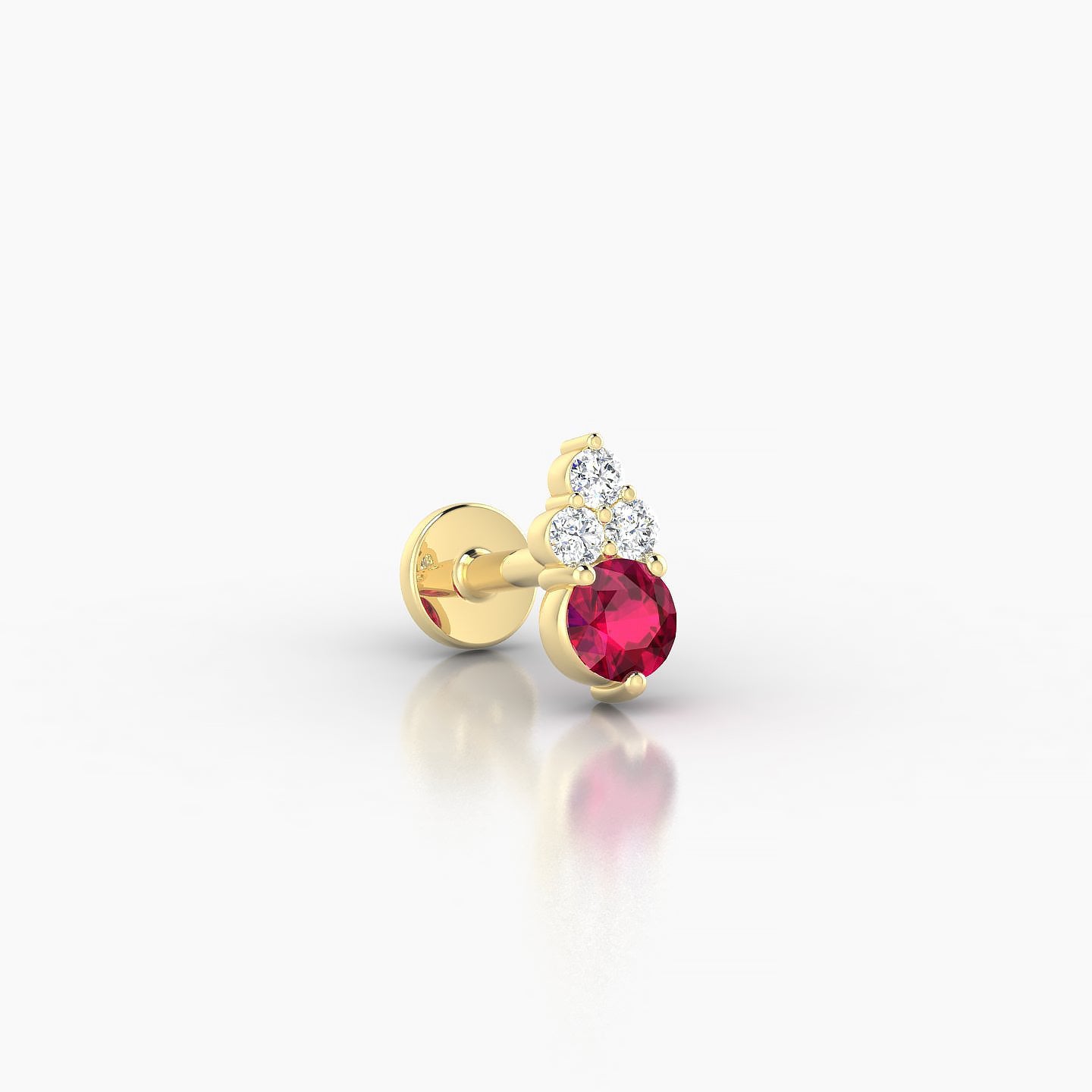 Sif | 18k Yellow Gold 5 mm 7 mm Ruby & Diamond Nostril Piercing