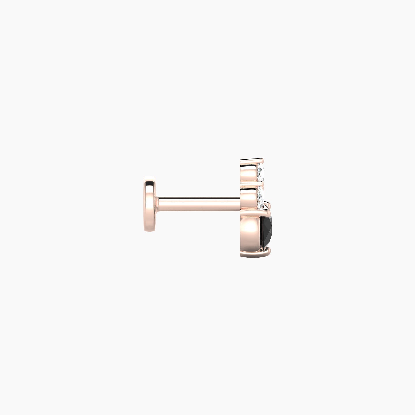 Sif | 18k Rose Gold 5 mm 7 mm Black Diamond & Diamond Nostril Piercing