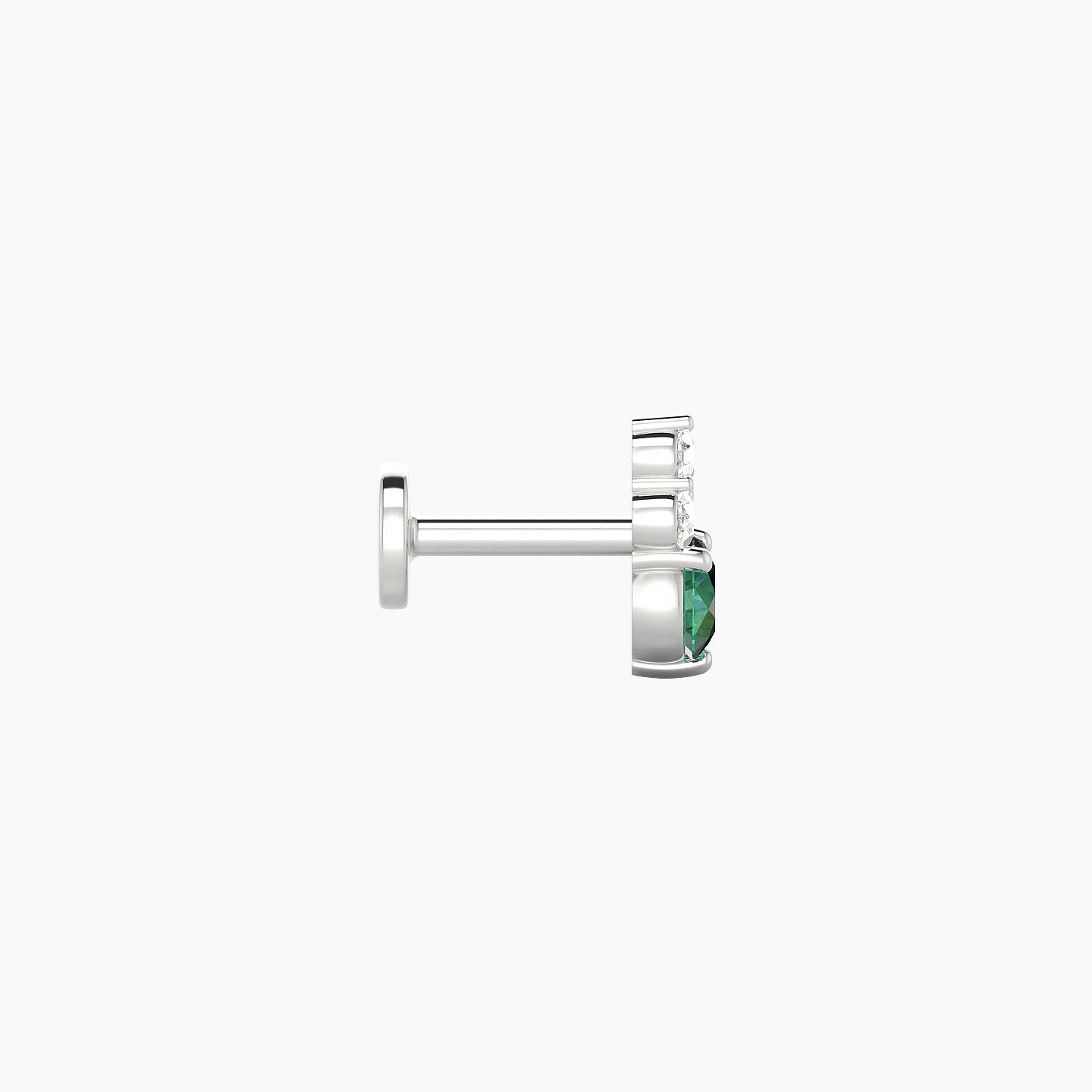 Sif | 18k White Gold 5 mm 7 mm Emerald & Diamond Nostril Piercing