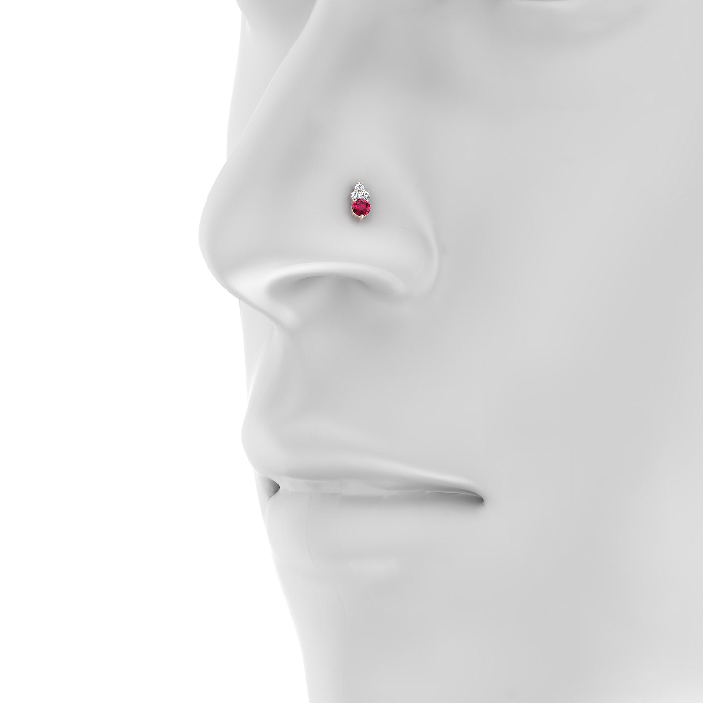 Sif | 18k Rose Gold 5 mm 7 mm Ruby & Diamond Nostril Piercing