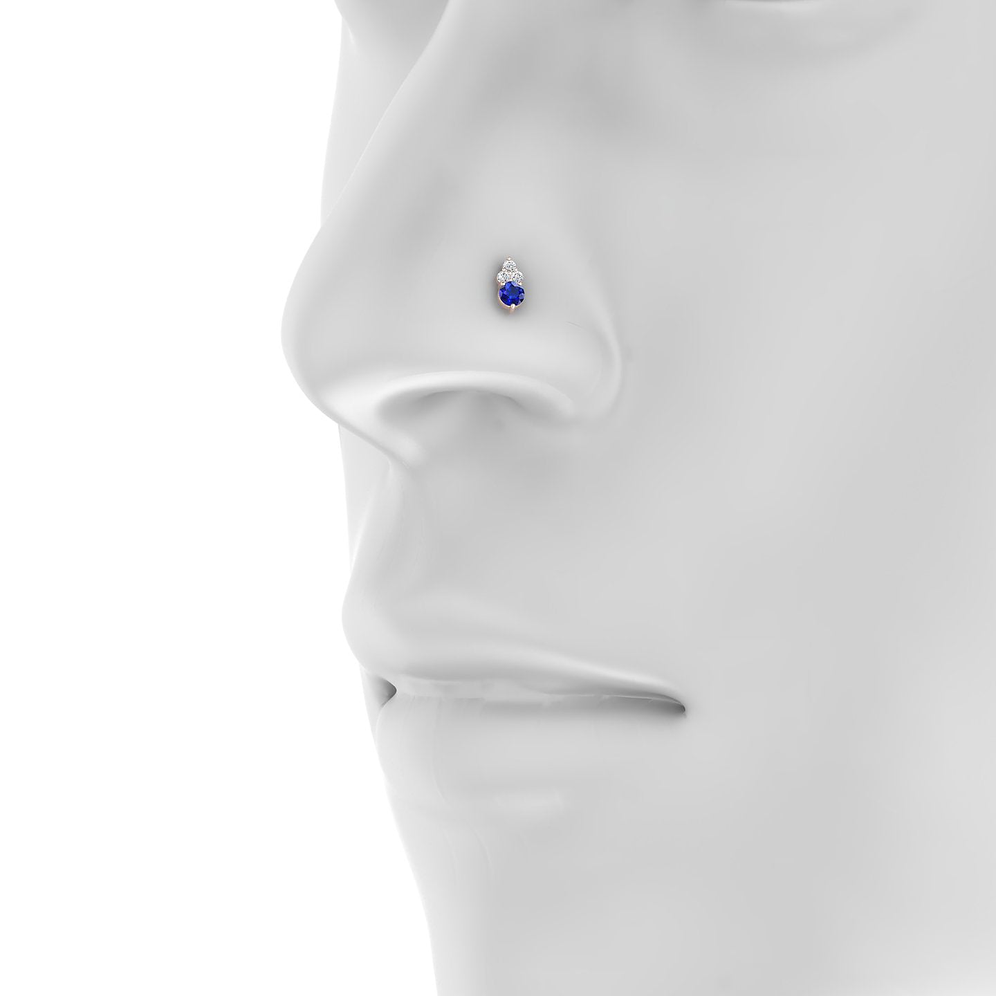 Sif | 18k Rose Gold 5 mm 7 mm Sapphire & Diamond Nostril Piercing