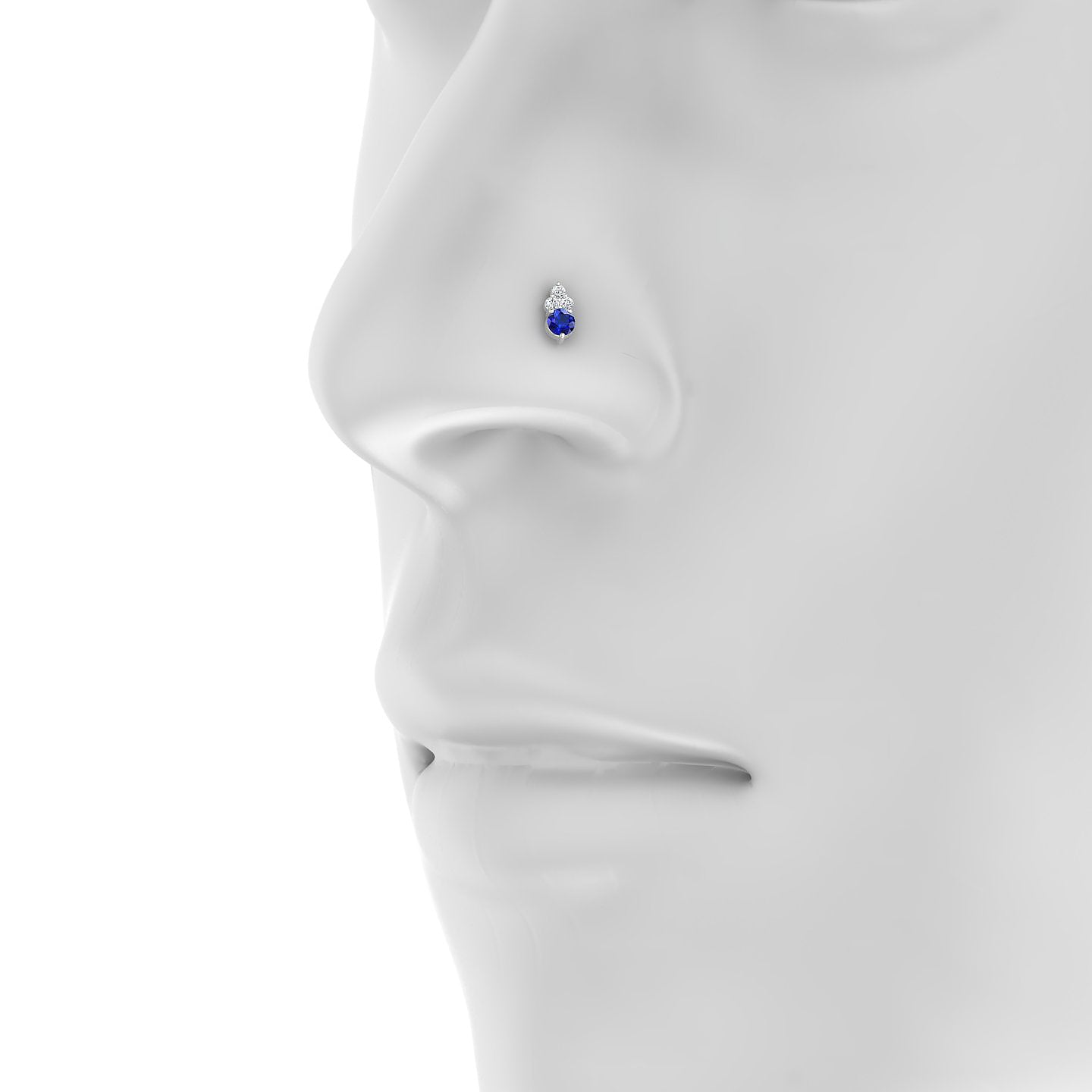 Sif | 18k White Gold 5 mm 7 mm Sapphire & Diamond Nostril Piercing