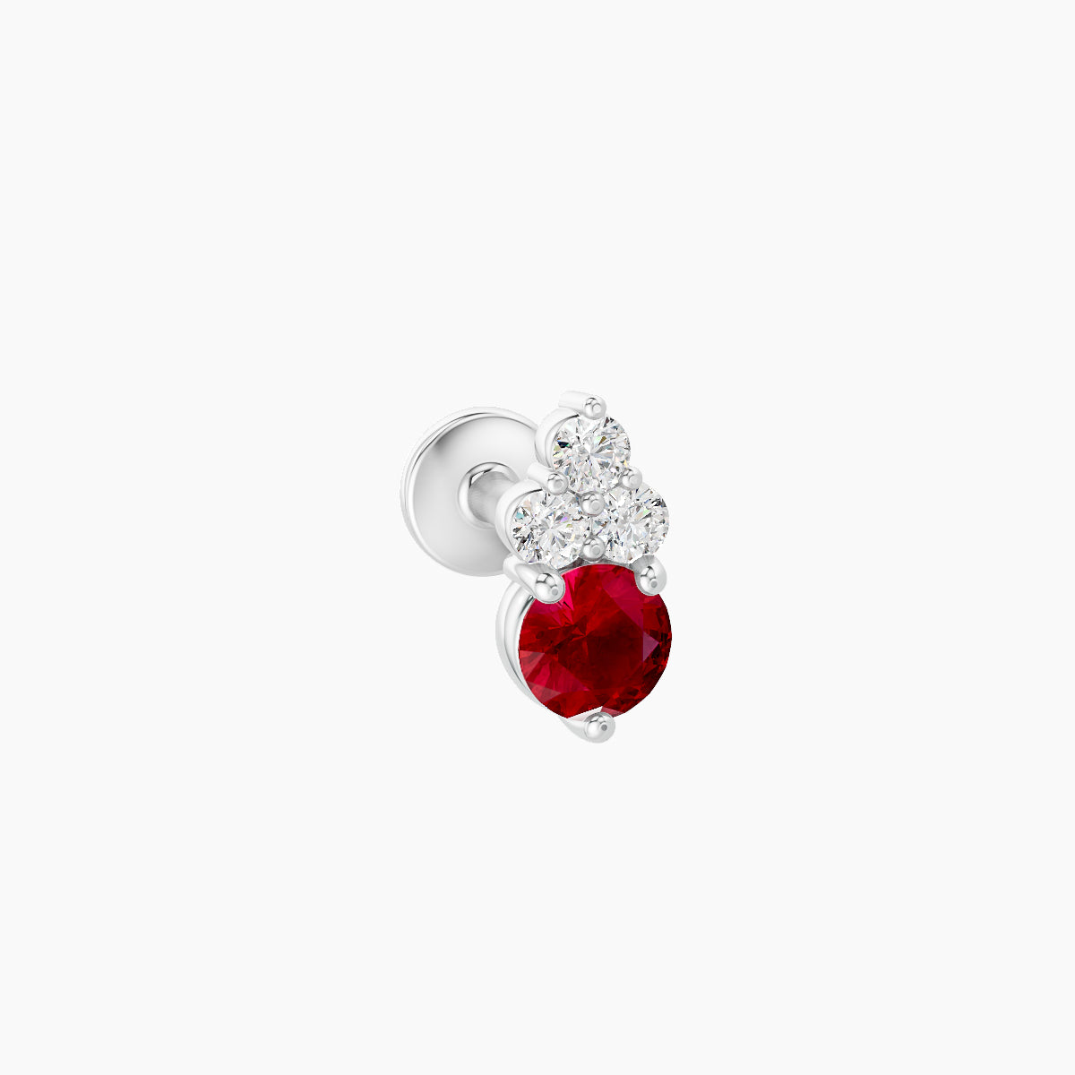 Sif | 18k White Gold 5 mm 6.5 mm Ruby & Diamond Piercing