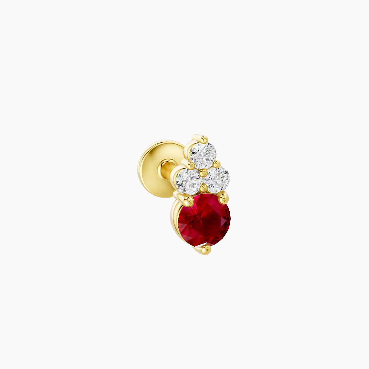 Sif | 18k Yellow Gold 5 mm 6.5 mm Ruby & Diamond Piercing
