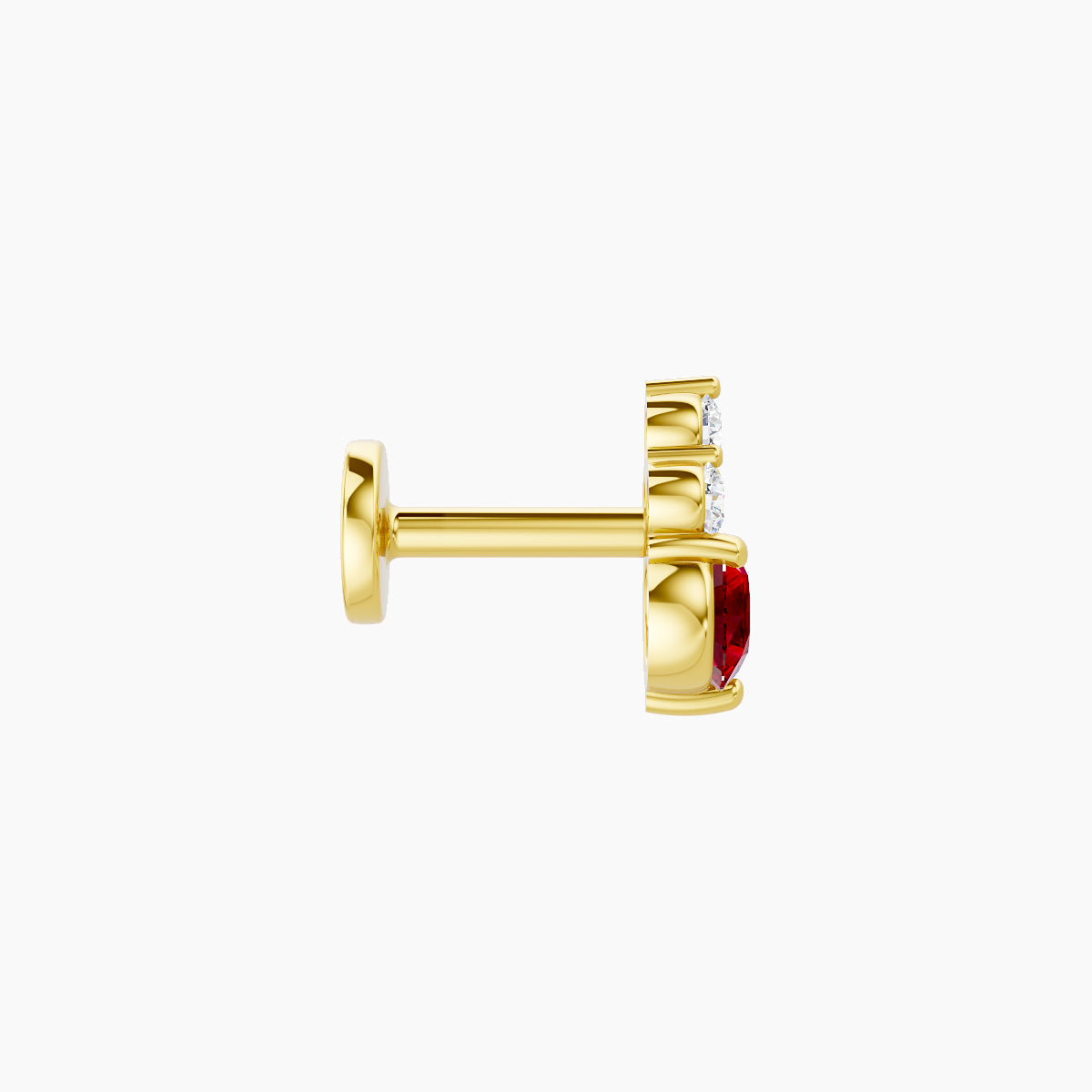 Sif | 18k Yellow Gold 5 mm 6.5 mm Ruby & Diamond Piercing