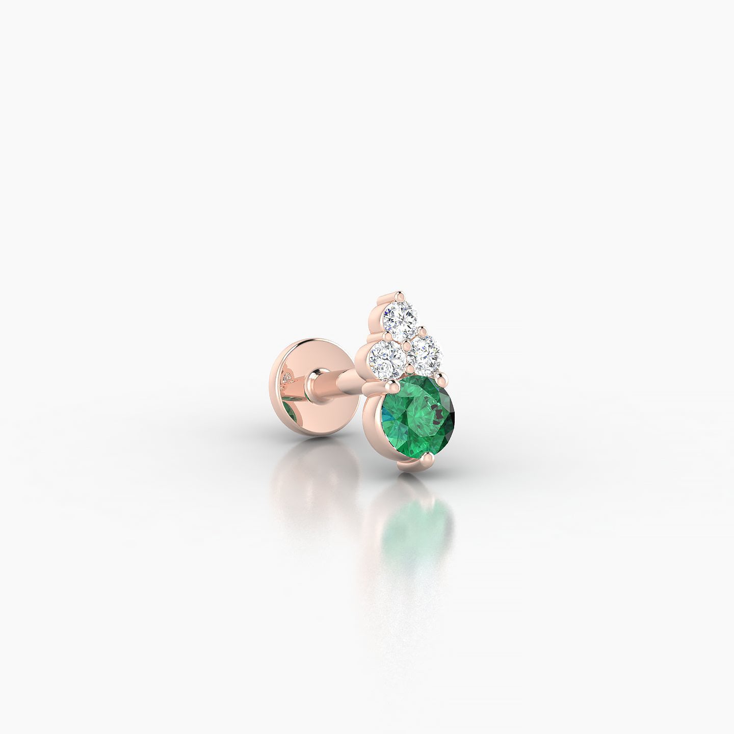 Sif | 18k Rose Gold 5 mm 7 mm Emerald & Diamond Piercing