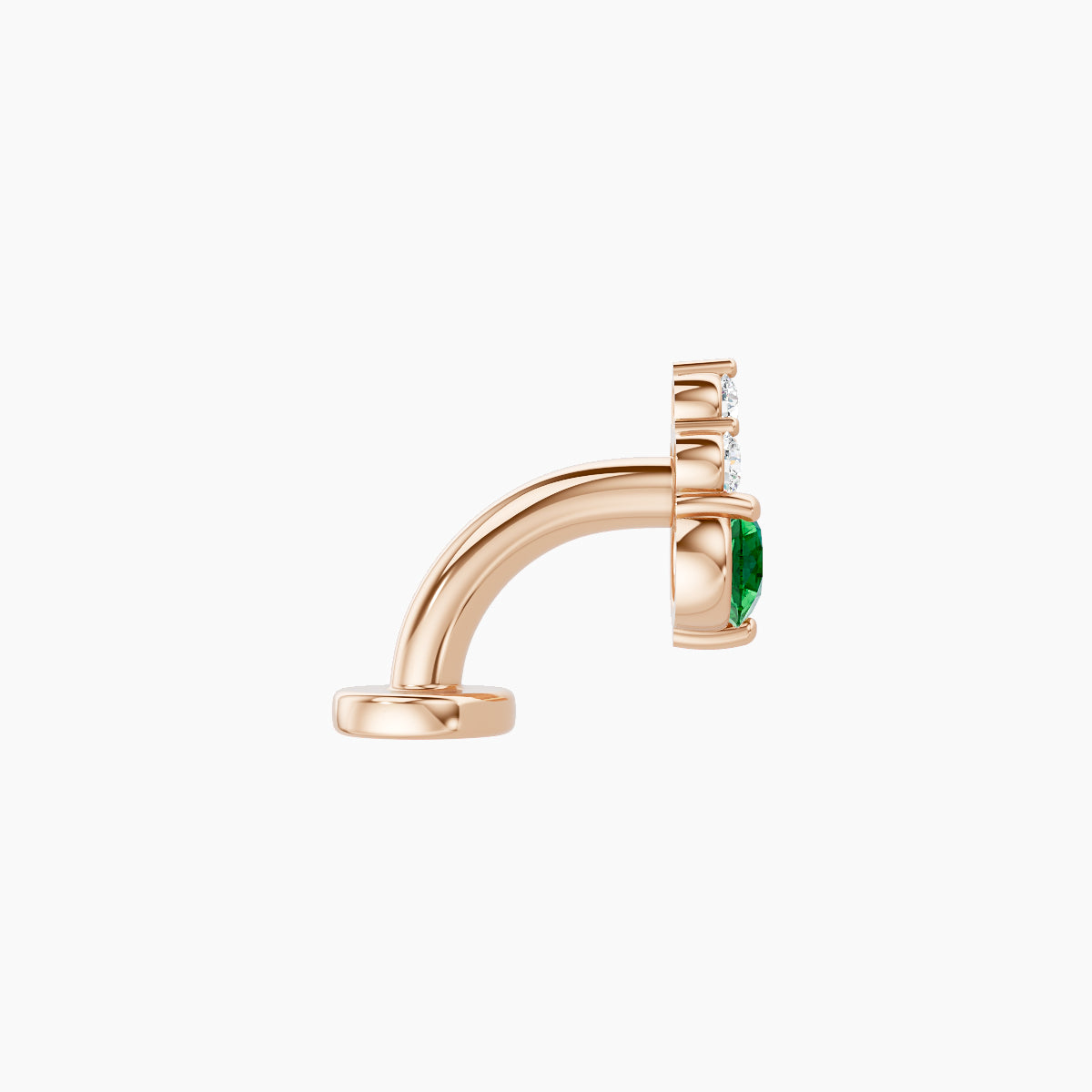 Sif | 18k Rose Gold 6 mm 6.5 mm Emerald & Diamond Floating Navel Piercing