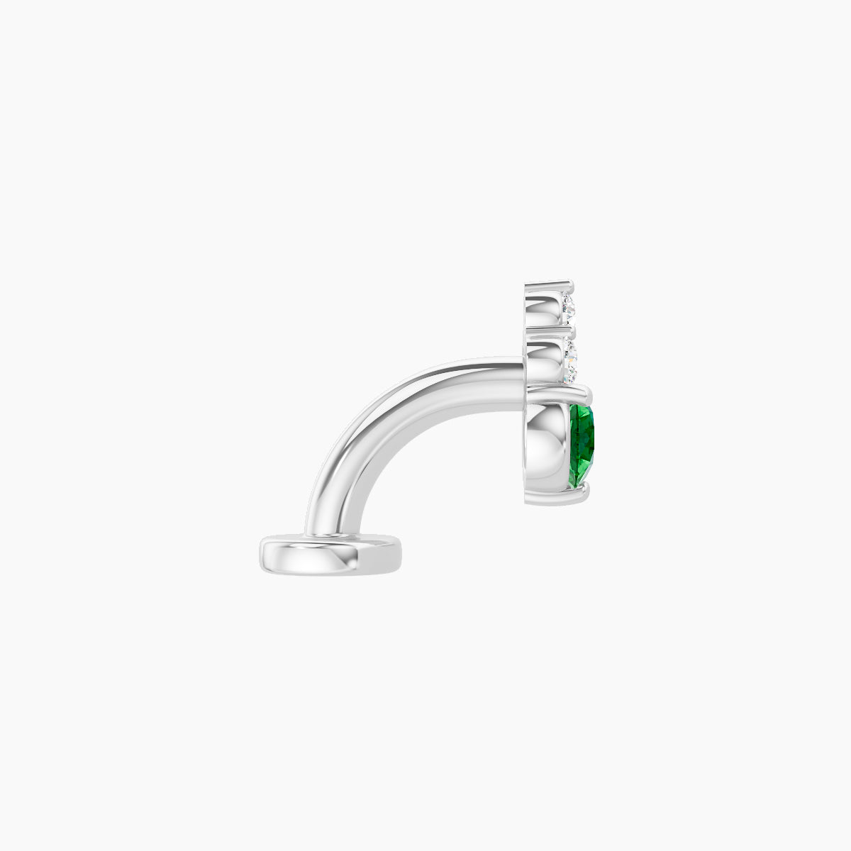 Sif | 18k White Gold 6 mm 6.5 mm Emerald & Diamond Floating Navel Piercing