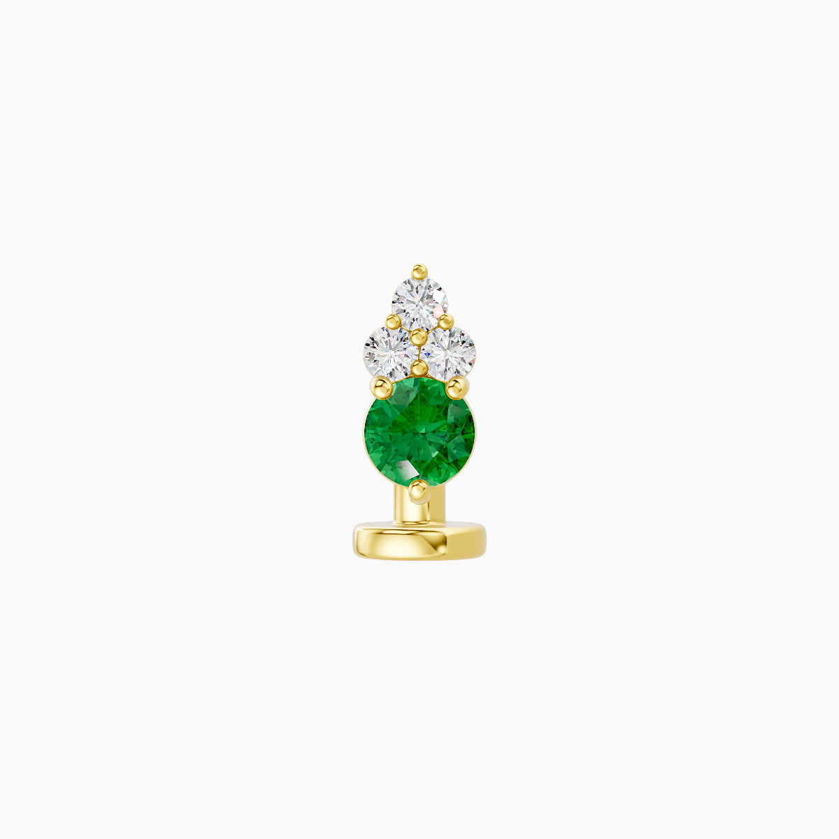 Sif | 18k Yellow Gold 6 mm 6.5 mm Emerald & Diamond Floating Navel Piercing