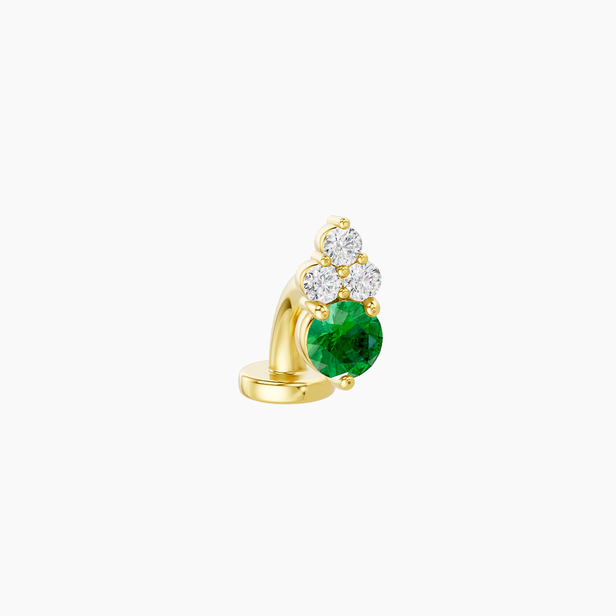 Sif | 18k Yellow Gold 6 mm 6.5 mm Emerald & Diamond Floating Navel Piercing