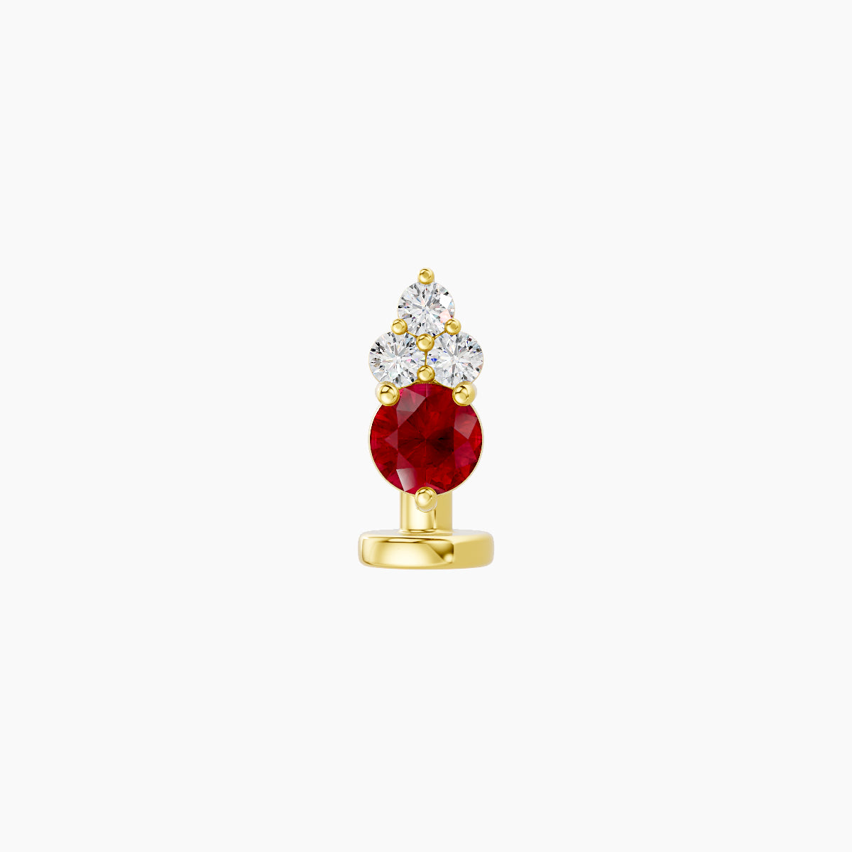 Sif | 18k Yellow Gold 6 mm 6.5 mm Ruby & Diamond Floating Navel Piercing