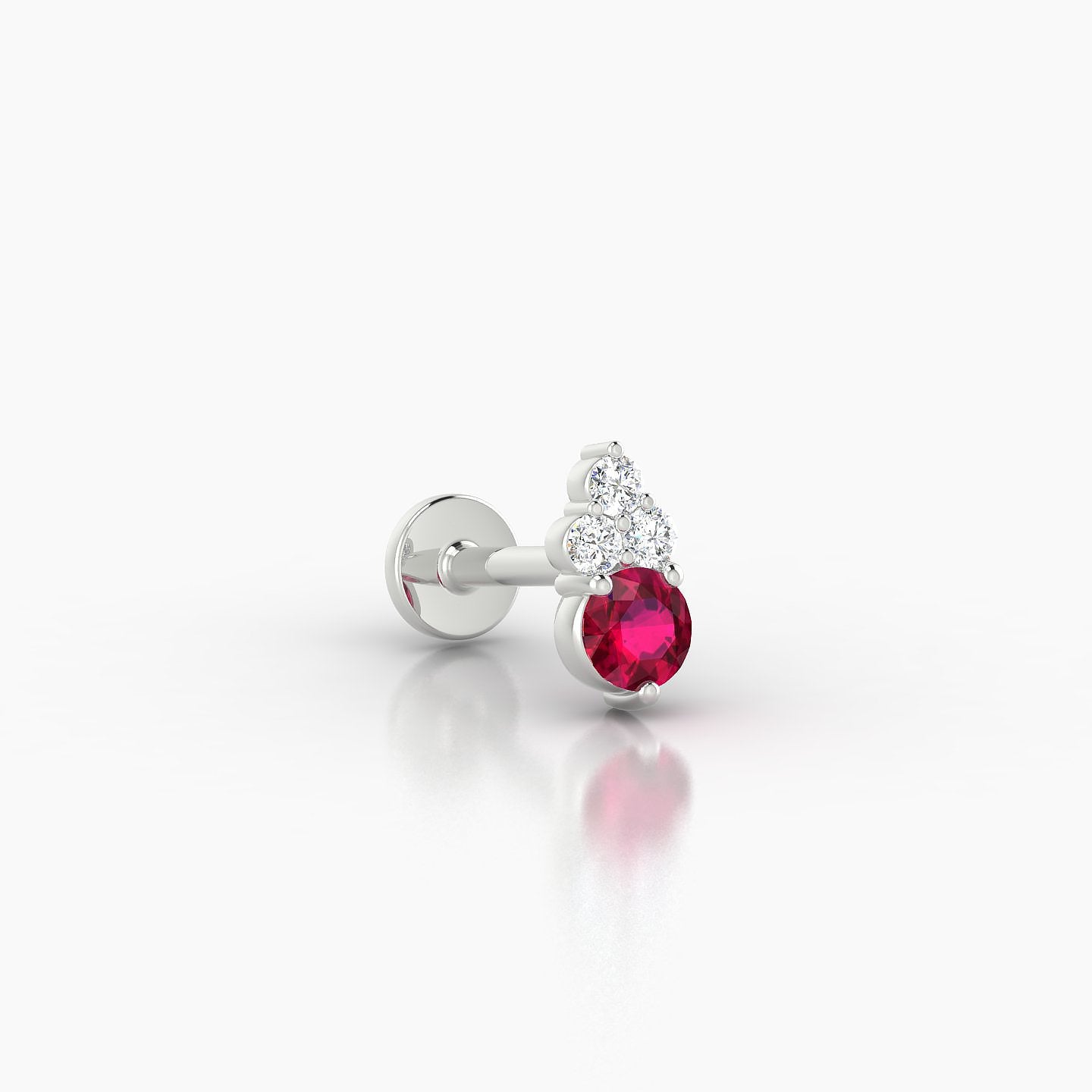 Sif | 18k White Gold 6.5 mm 7 mm Ruby & Diamond Nostril Piercing