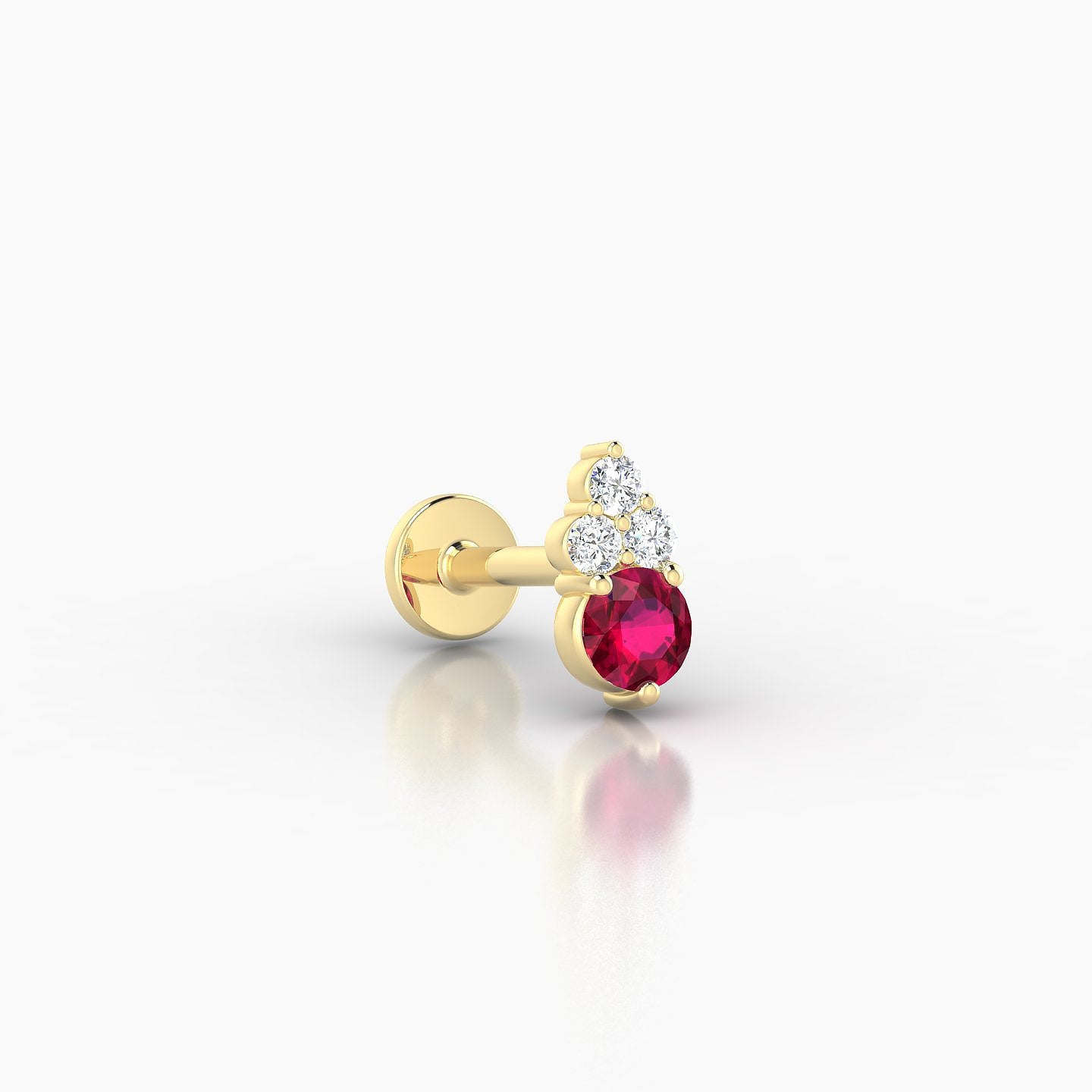 Sif | 18k Yellow Gold 6.5 mm 7 mm Ruby & Diamond Nostril Piercing