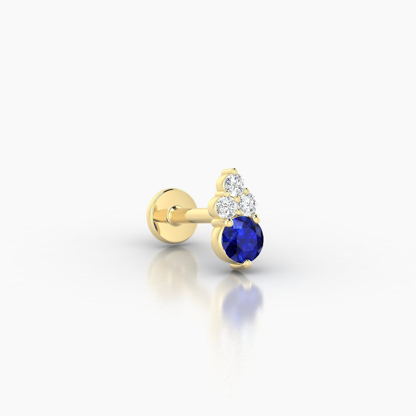 Sif | 18k Yellow Gold 6.5 mm 7 mm Sapphire & Diamond Nostril Piercing