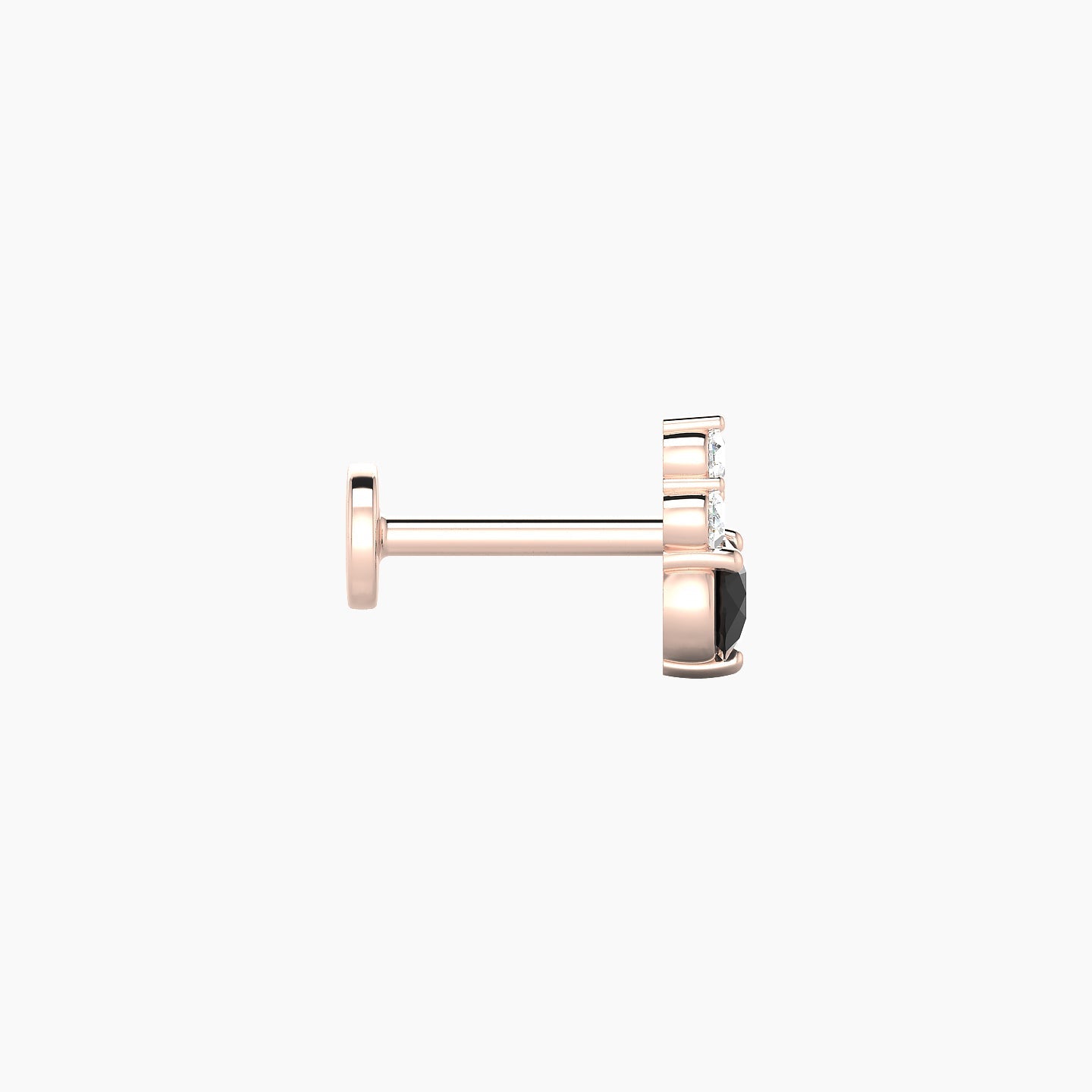 Sif | 18k Rose Gold 6.5 mm 7 mm Black Diamond & Diamond Nostril Piercing