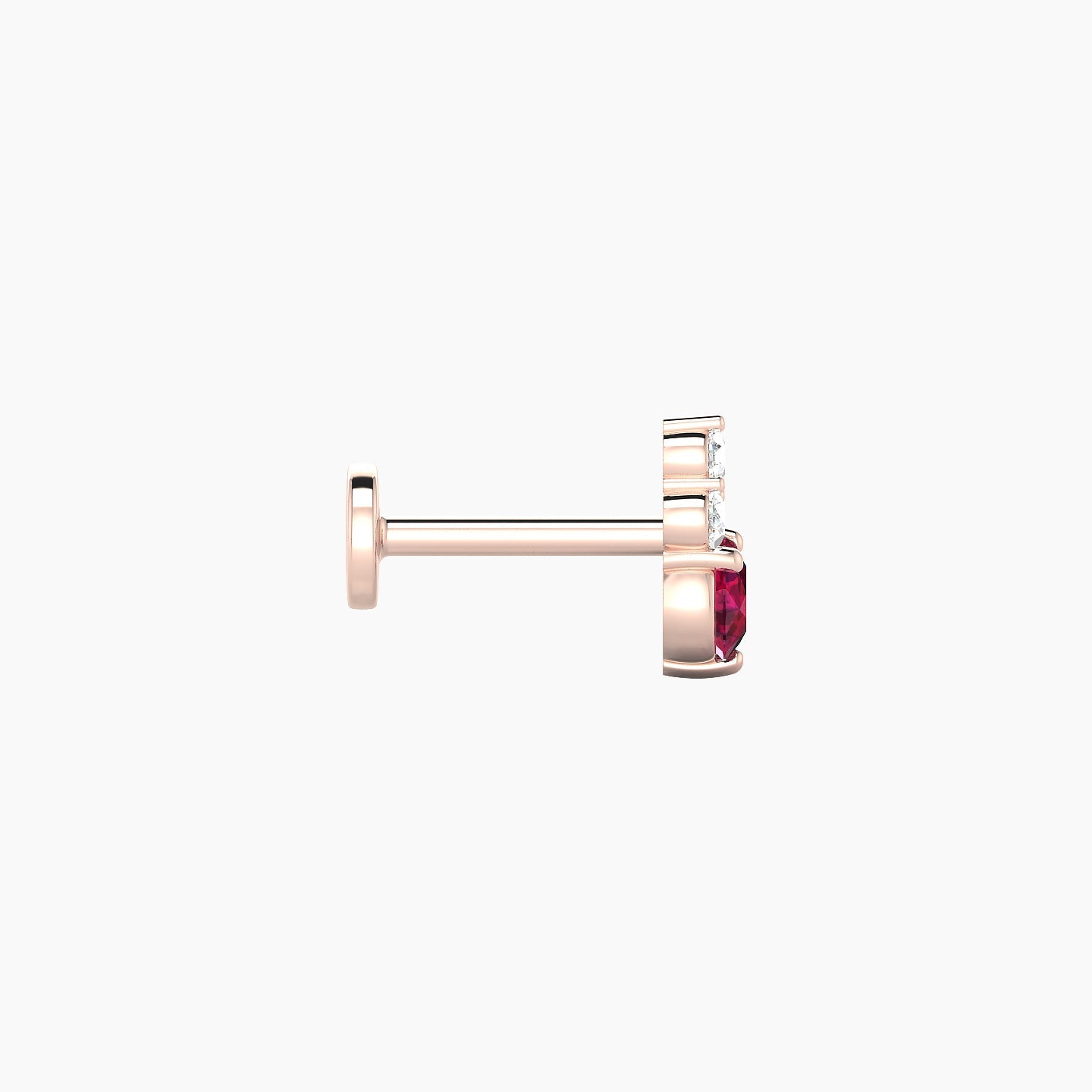 Sif | 18k Rose Gold 6.5 mm 7 mm Ruby & Diamond Nostril Piercing