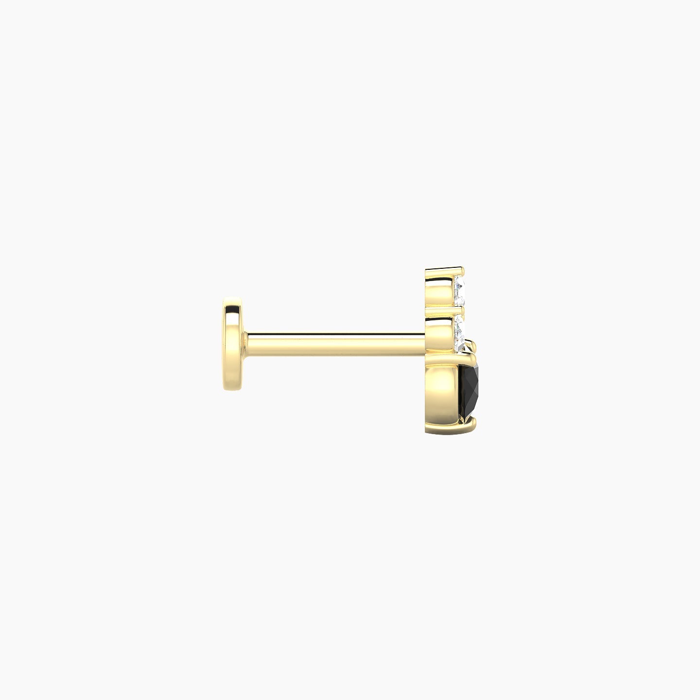 Sif | 18k Yellow Gold 6.5 mm 7 mm Black Diamond & Diamond Nostril Piercing