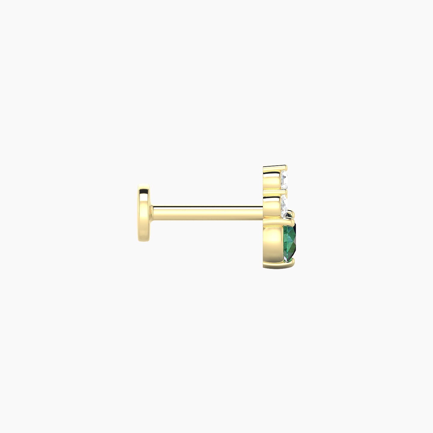 Sif | 18k Yellow Gold 6.5 mm 7 mm Emerald & Diamond Nostril Piercing