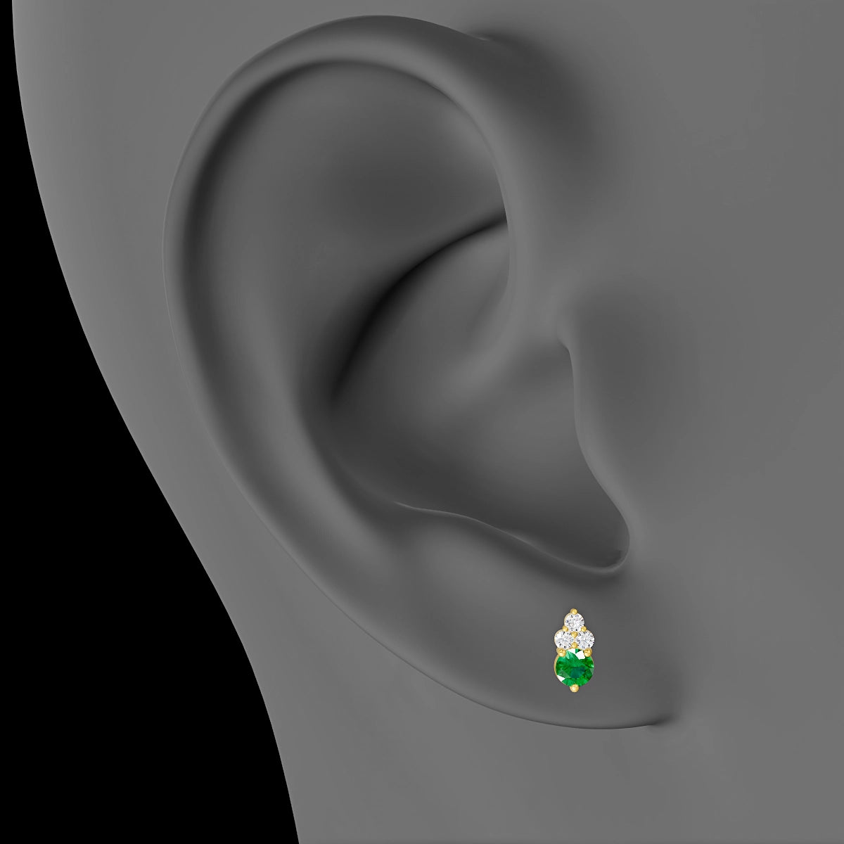 Sif | 18k Yellow Gold 6.5 mm 6.5 mm Emerald & Diamond Piercing