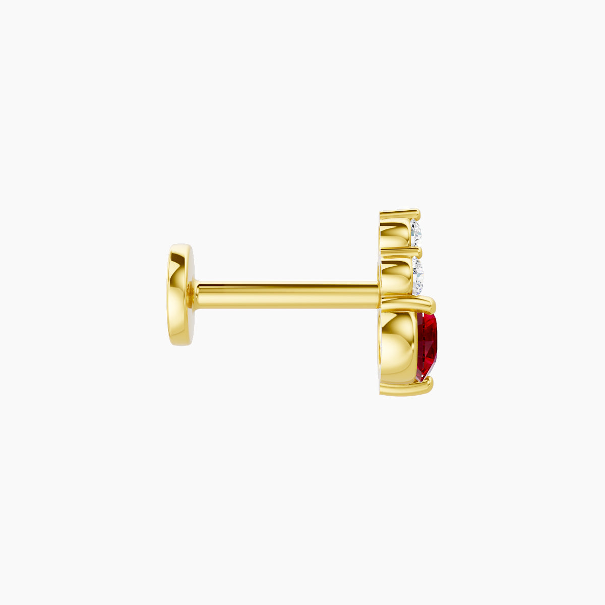 Sif | 18k Yellow Gold 6.5 mm 6.5 mm Ruby & Diamond Piercing