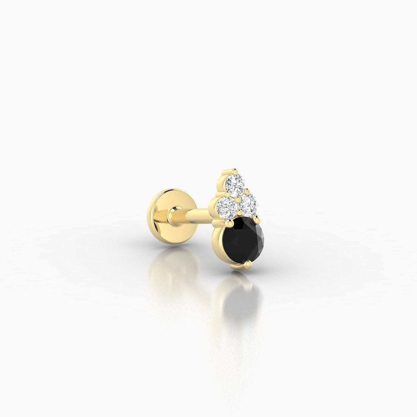 Sif | 18k Yellow Gold 6.5 mm 7 mm Black Diamond & Diamond Piercing