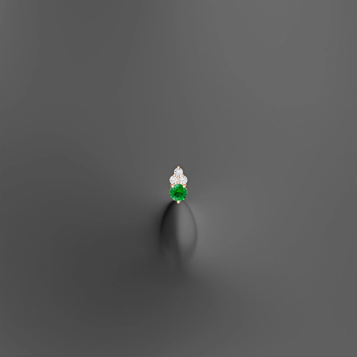 Sif | 18k Rose Gold 8 mm 6.5 mm Emerald & Diamond Floating Navel Piercing