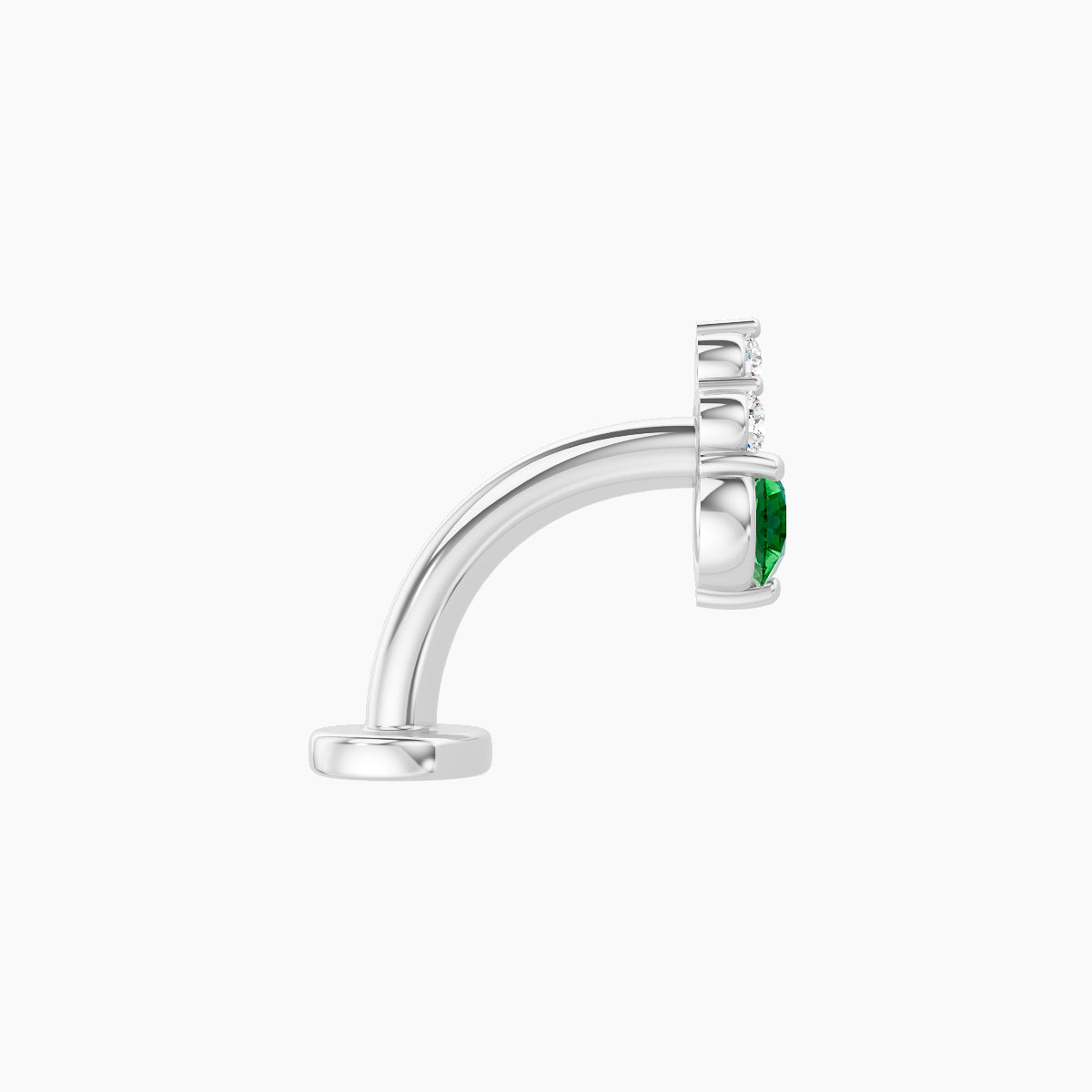 Sif | 18k White Gold 8 mm 6.5 mm Emerald & Diamond Floating Navel Piercing