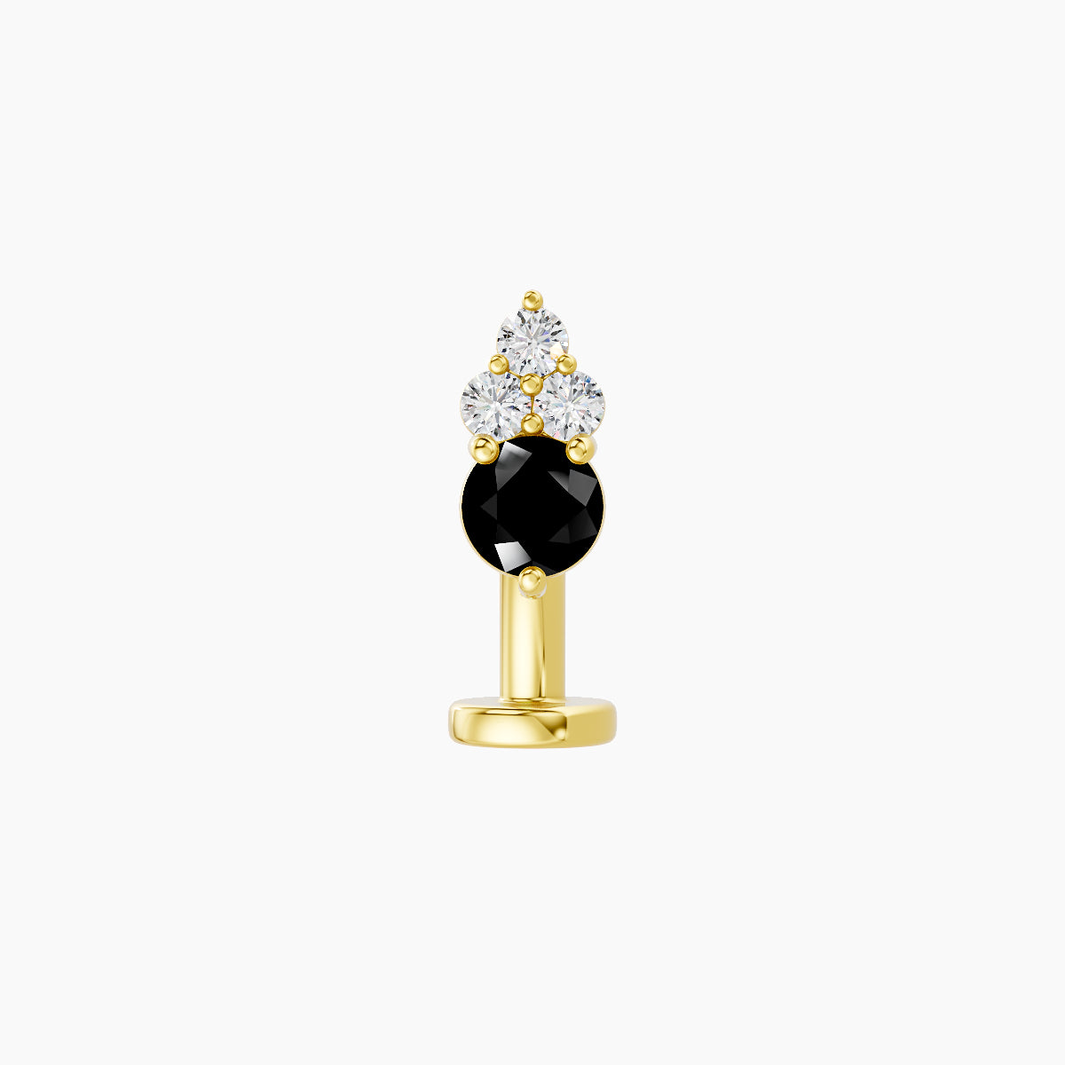 Sif | 18k Yellow Gold 8 mm 6.5 mm Black Diamond & Diamond Floating Navel Piercing