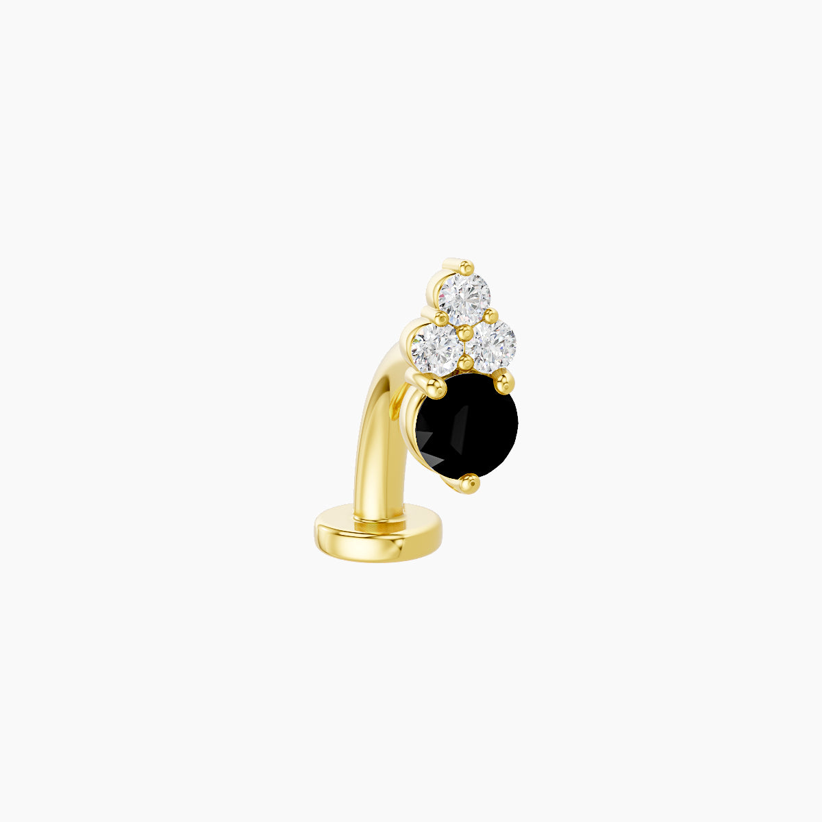 Sif | 18k Yellow Gold 8 mm 6.5 mm Black Diamond & Diamond Floating Navel Piercing