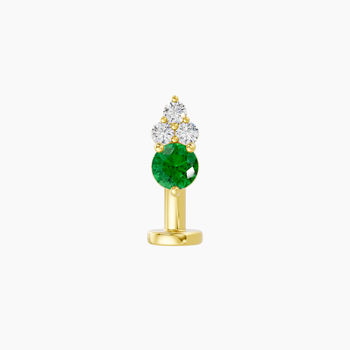 Sif | 18k Yellow Gold 8 mm 6.5 mm Emerald & Diamond Floating Navel Piercing