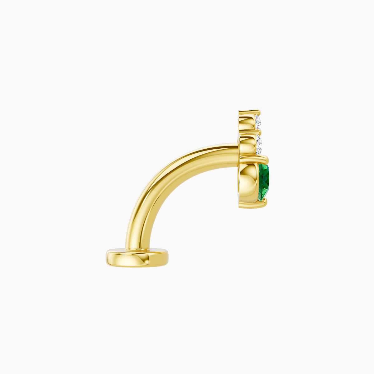 Sif | 18k Yellow Gold 8 mm 6.5 mm Emerald & Diamond Floating Navel Piercing
