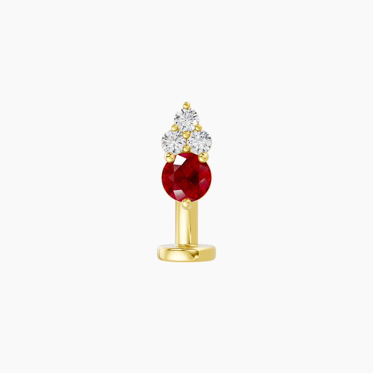 Sif | 18k Yellow Gold 8 mm 6.5 mm Ruby & Diamond Floating Navel Piercing