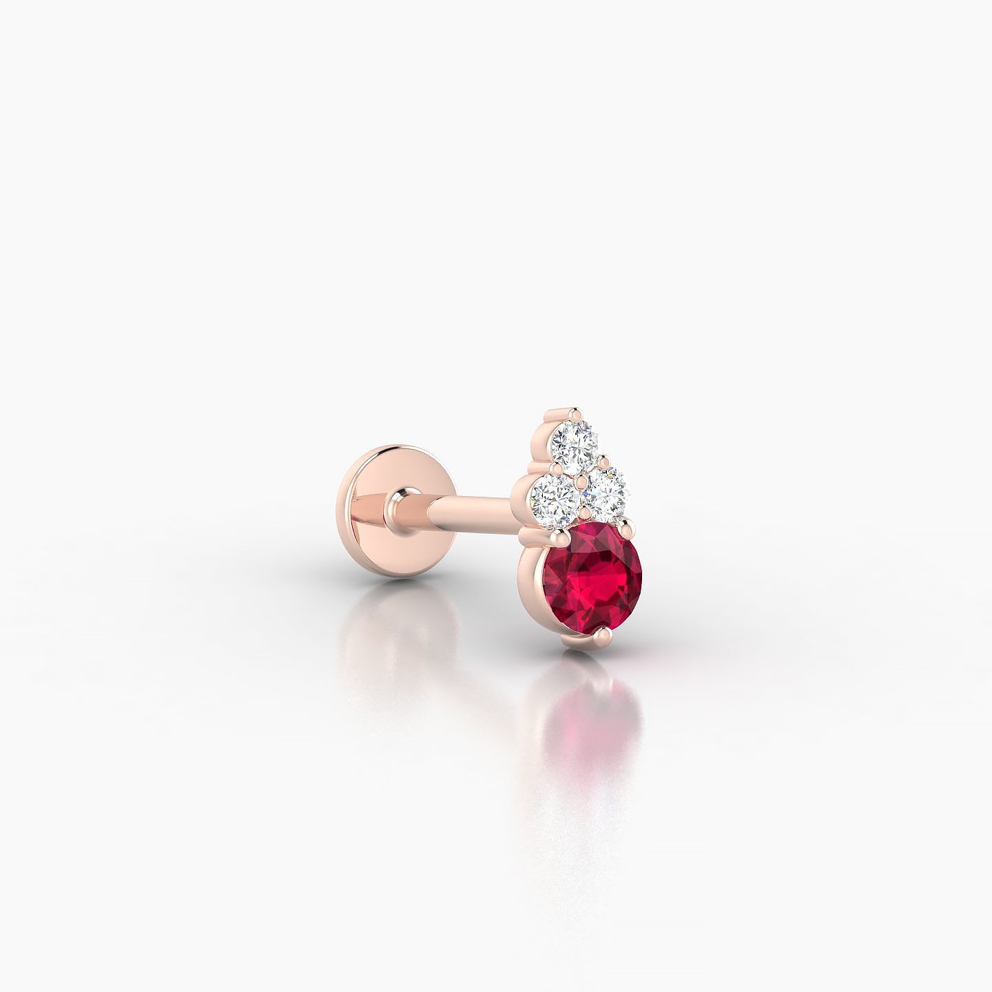 Sif | 18k Rose Gold 8 mm 7 mm Ruby & Diamond Nostril Piercing