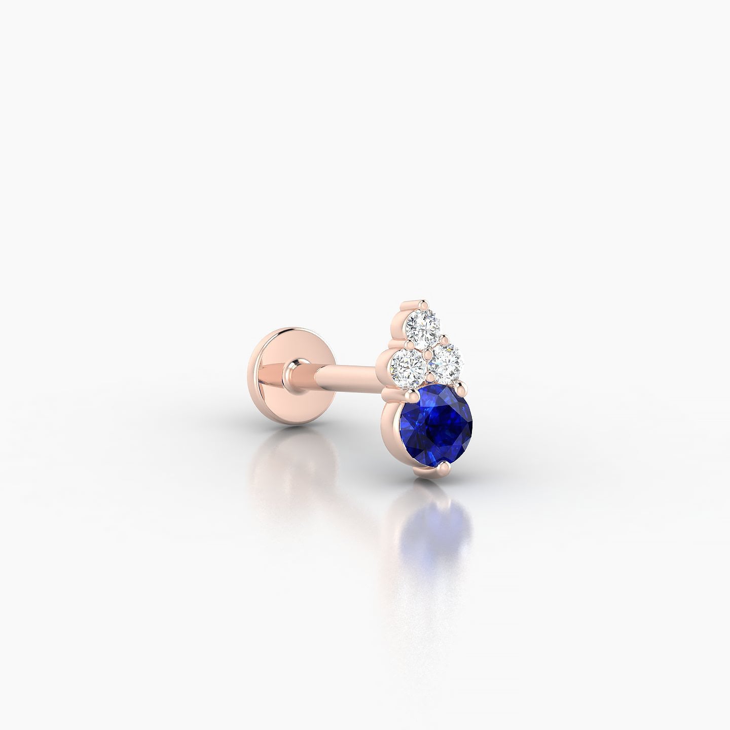 Sif | 18k Rose Gold 8 mm 7 mm Sapphire & Diamond Nostril Piercing