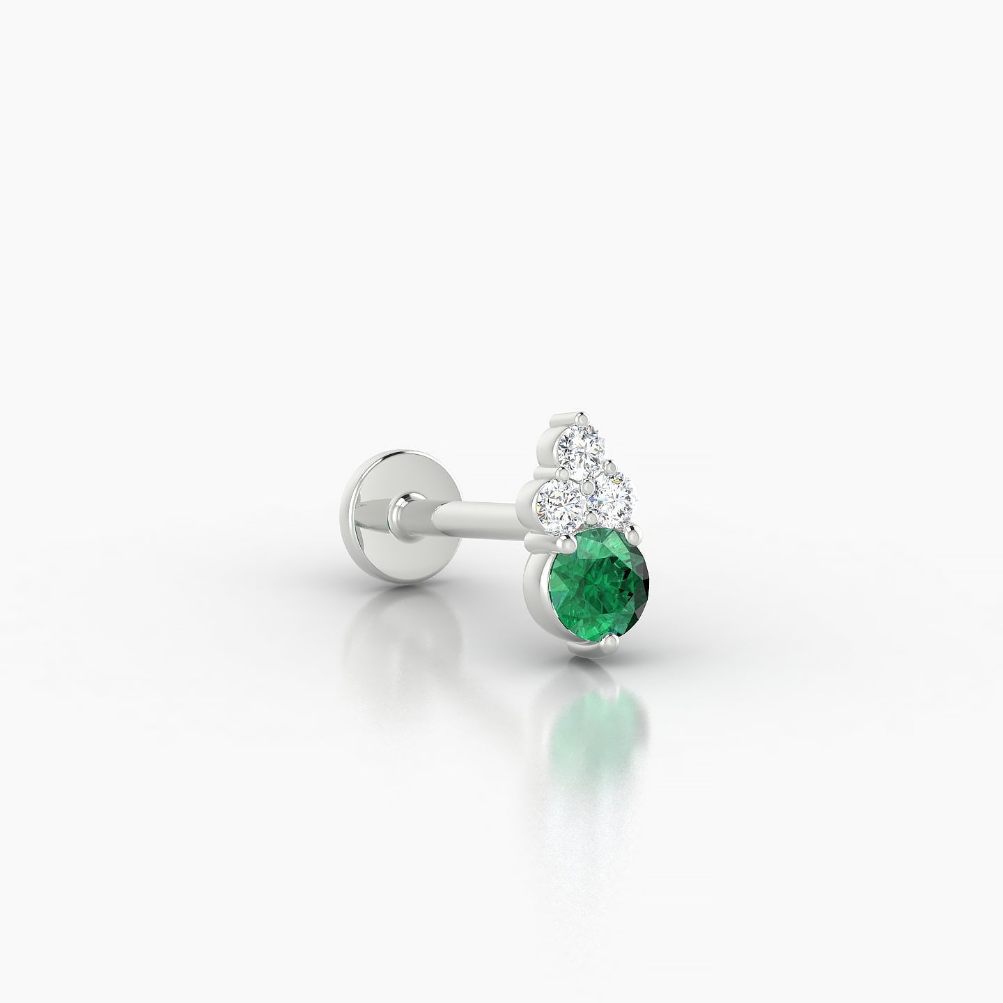 Sif | 18k White Gold 8 mm 7 mm Emerald & Diamond Nostril Piercing