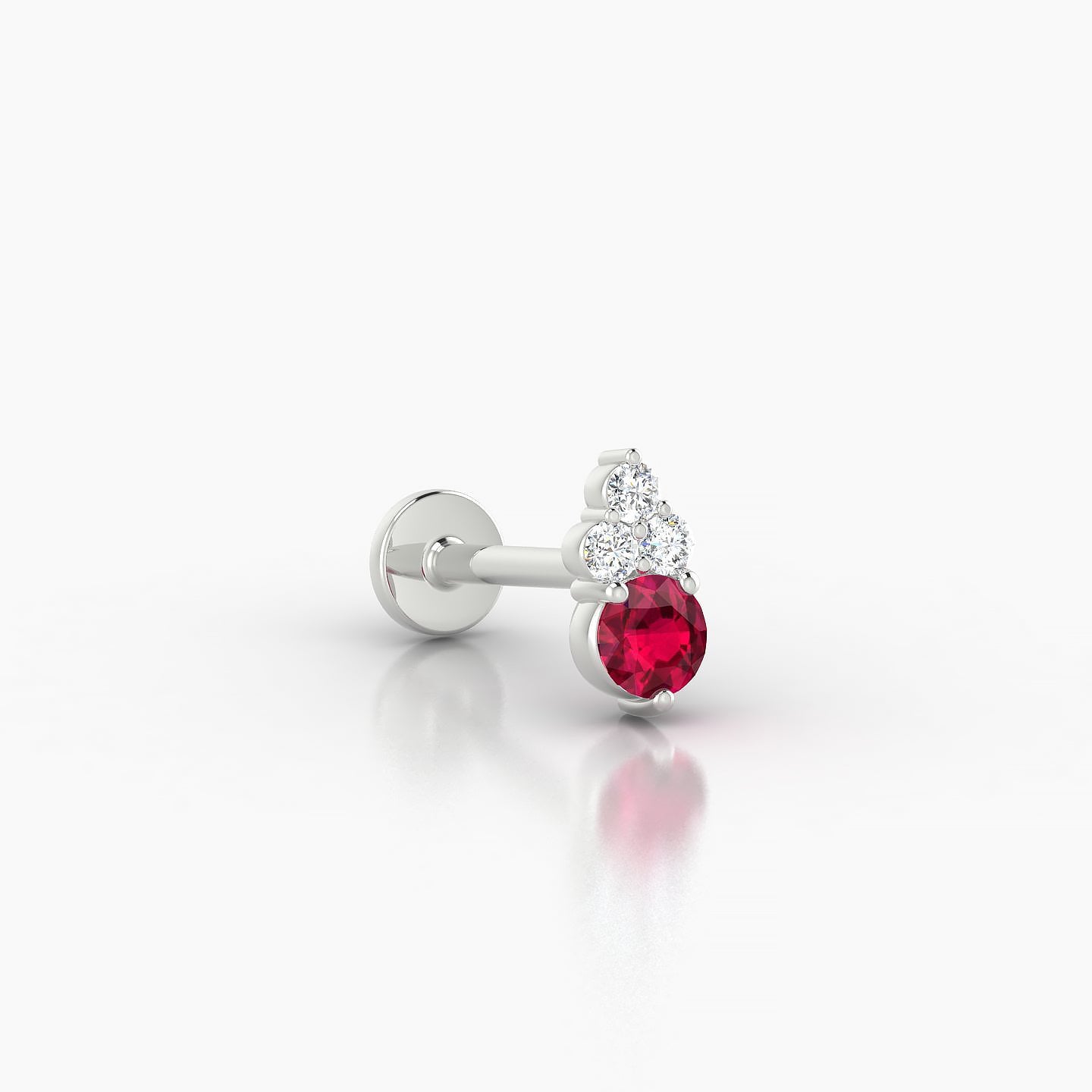 Sif | 18k White Gold 8 mm 7 mm Ruby & Diamond Nostril Piercing