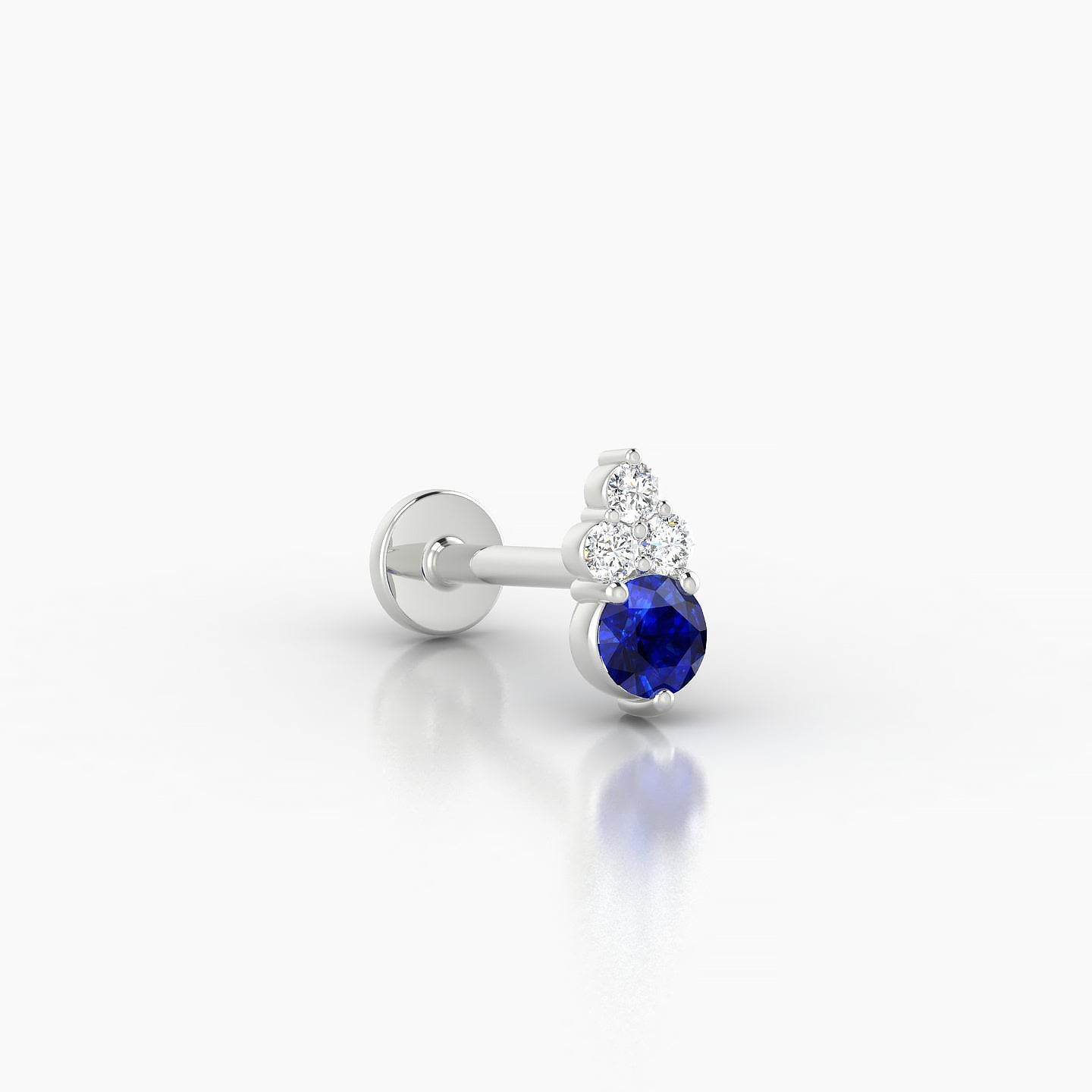 Sif | 18k White Gold 8 mm 7 mm Sapphire & Diamond Nostril Piercing