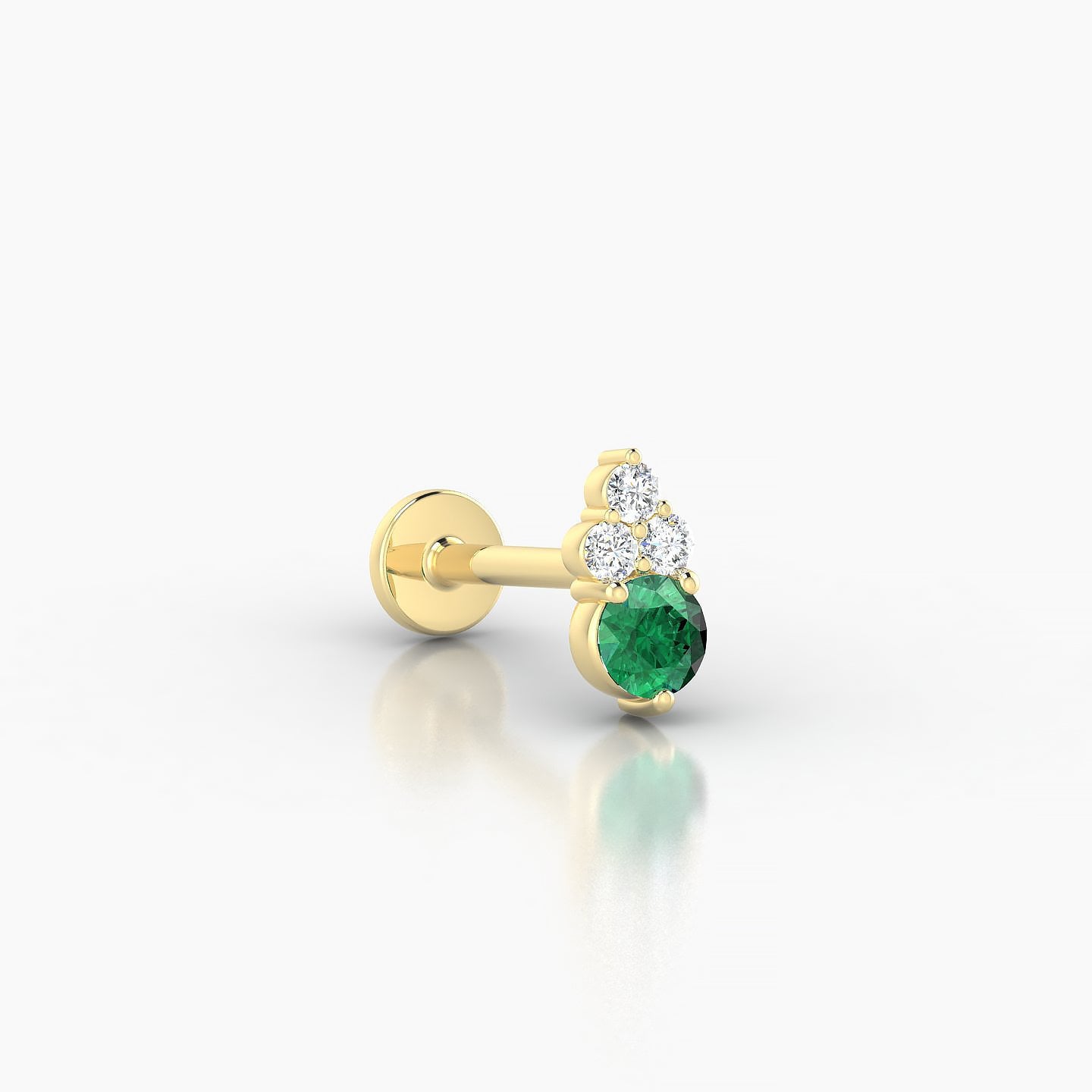 Sif | 18k Yellow Gold 8 mm 7 mm Emerald & Diamond Nostril Piercing