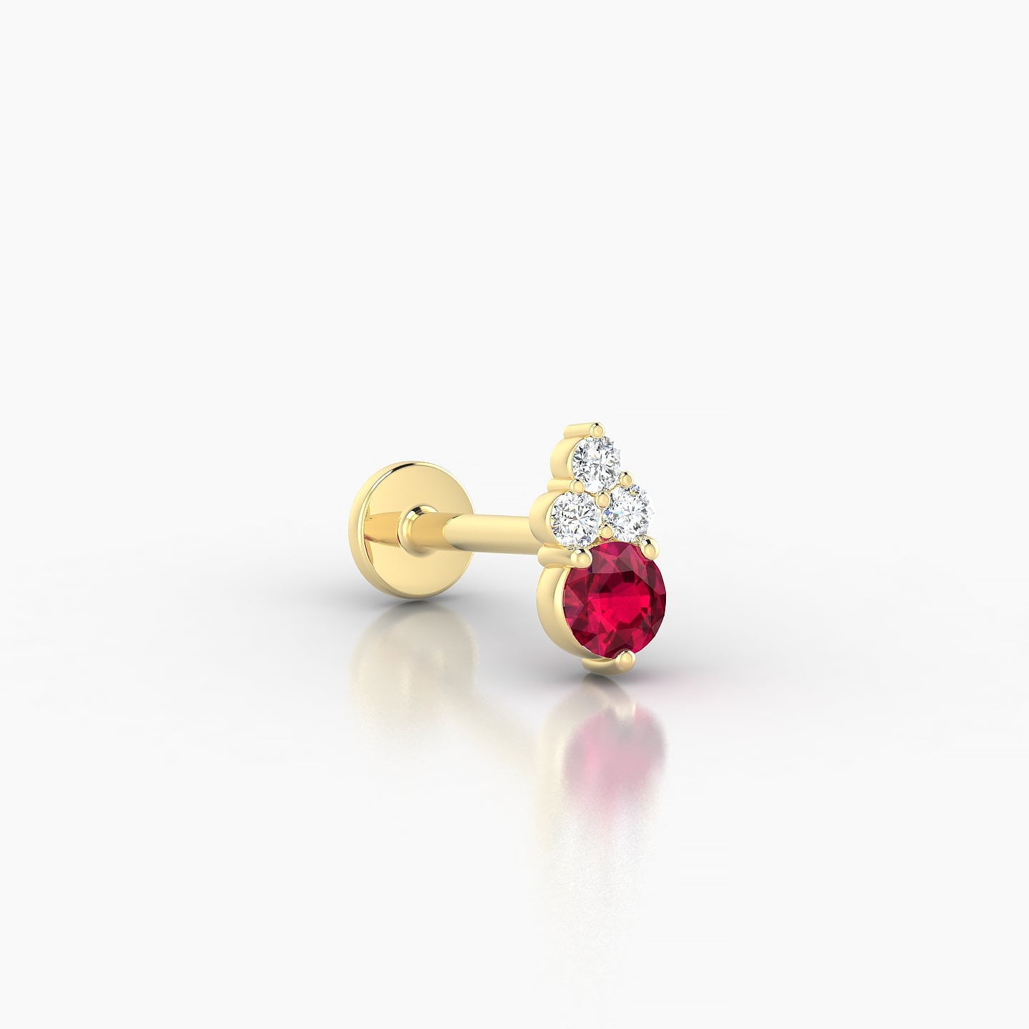 Sif | 18k Yellow Gold 8 mm 7 mm Ruby & Diamond Nostril Piercing