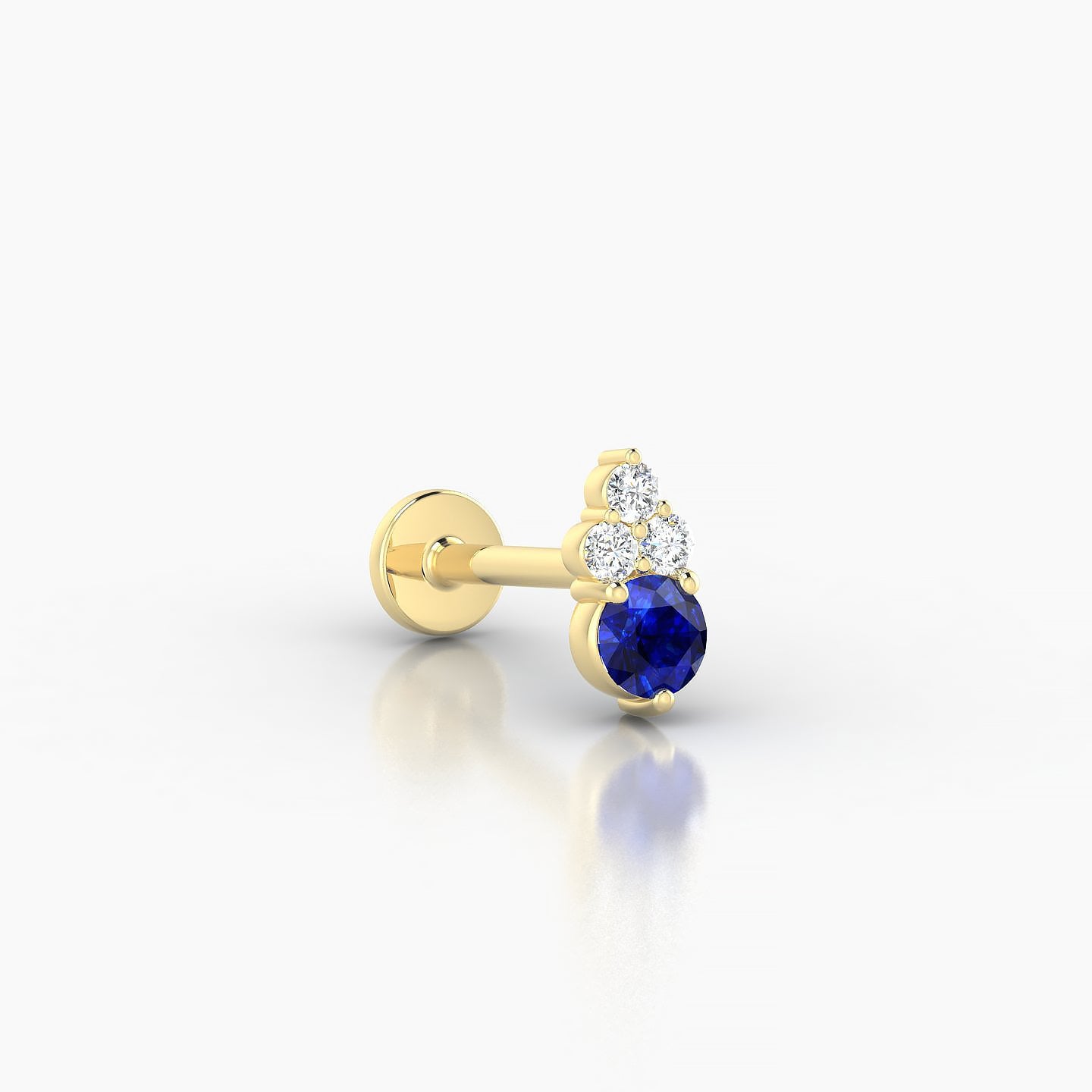 Sif | 18k Yellow Gold 8 mm 7 mm Sapphire & Diamond Nostril Piercing