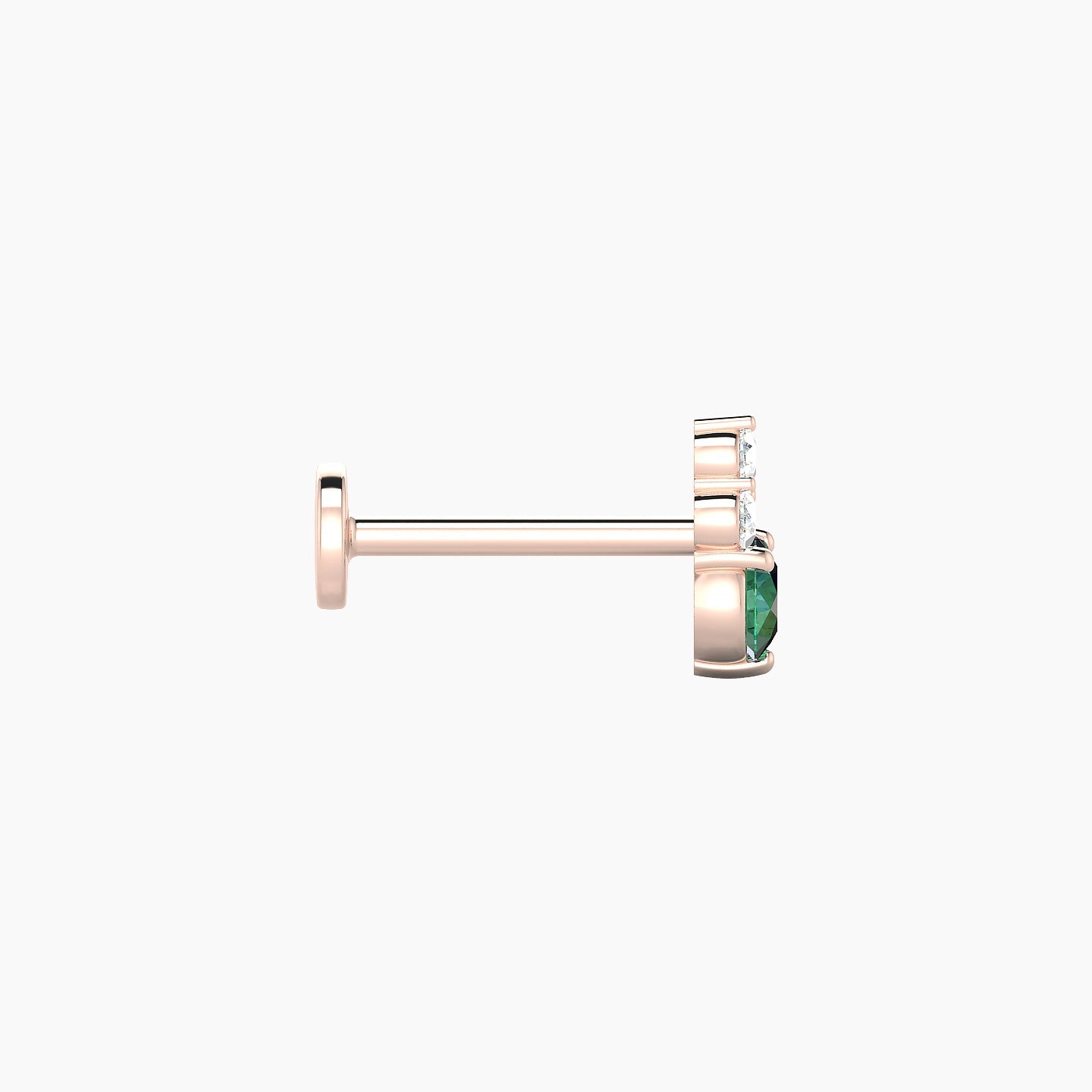 Sif | 18k Rose Gold 8 mm 7 mm Emerald & Diamond Nostril Piercing