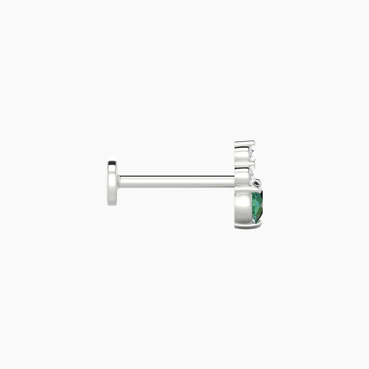 Sif | 18k White Gold 8 mm 7 mm Emerald & Diamond Nostril Piercing