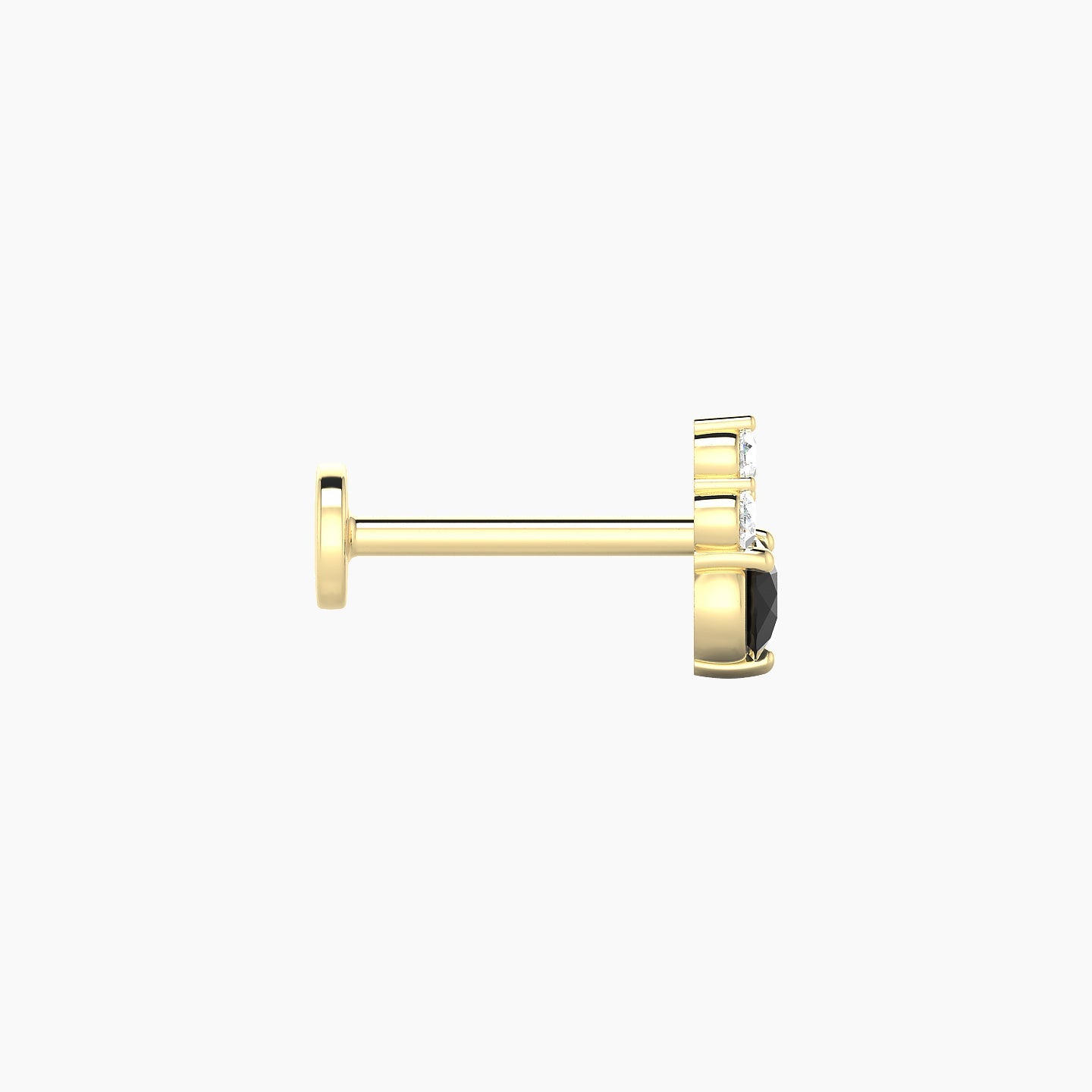 Sif | 18k Yellow Gold 8 mm 7 mm Black Diamond & Diamond Nostril Piercing